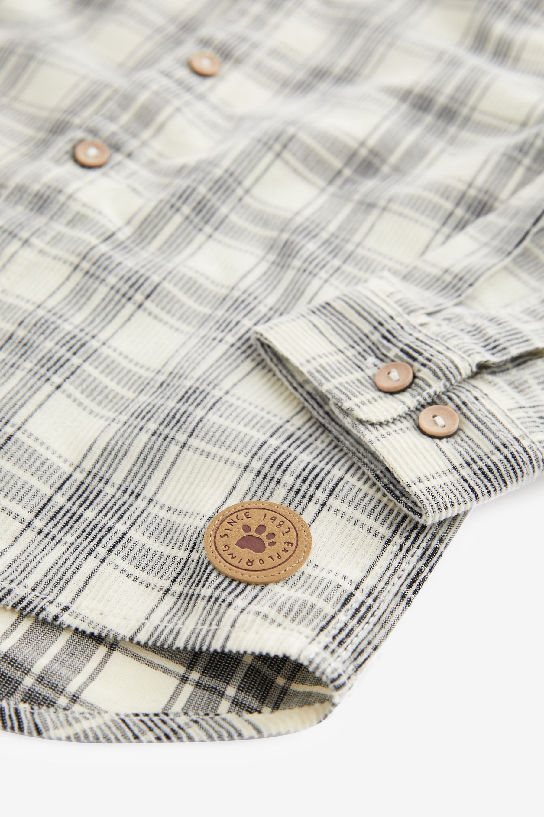 Ecru Cream Check Corduroy Long Sleeve Shirt (3mths-7yrs)