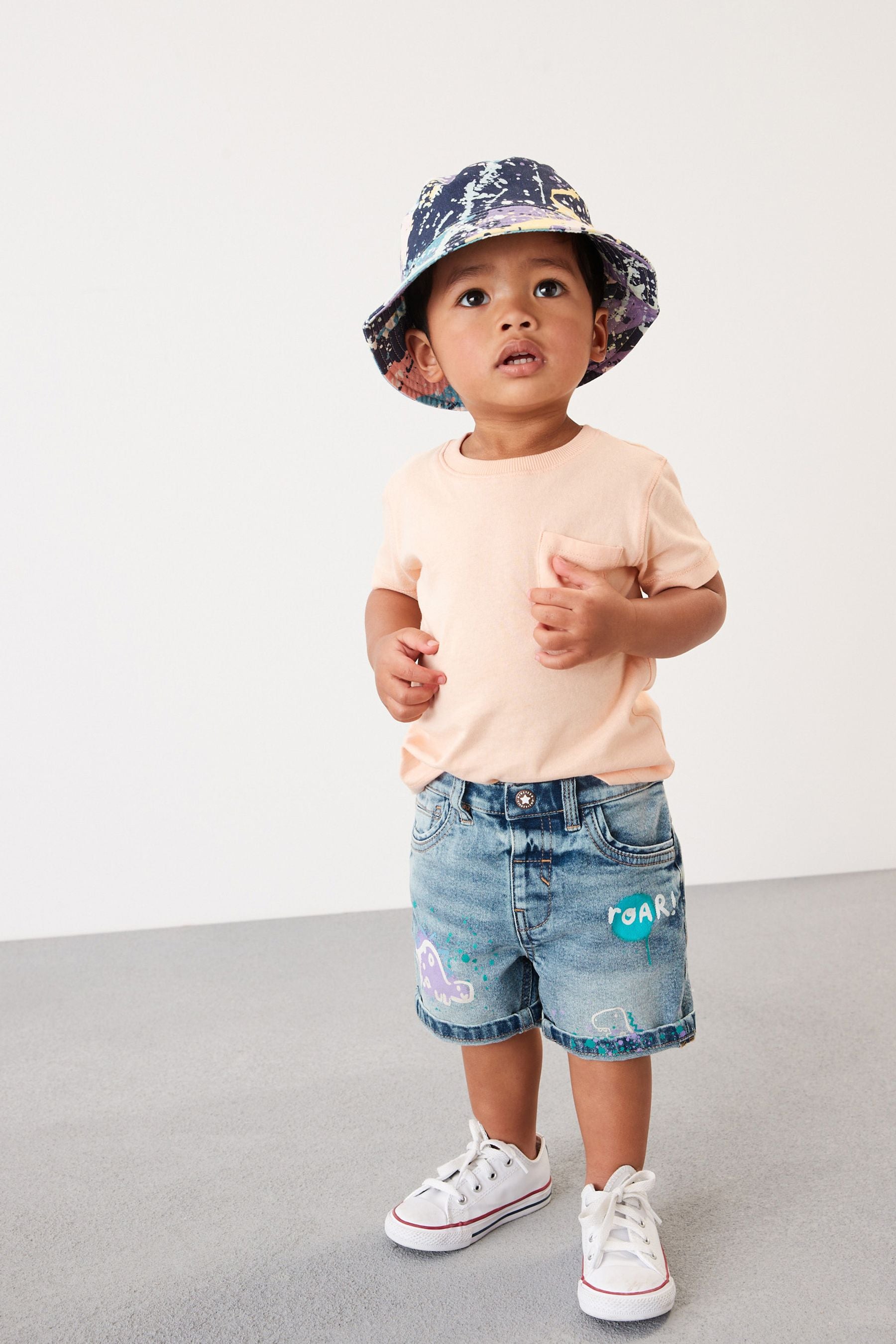 Light Blue Dino Denim Shorts (3mths-7yrs)