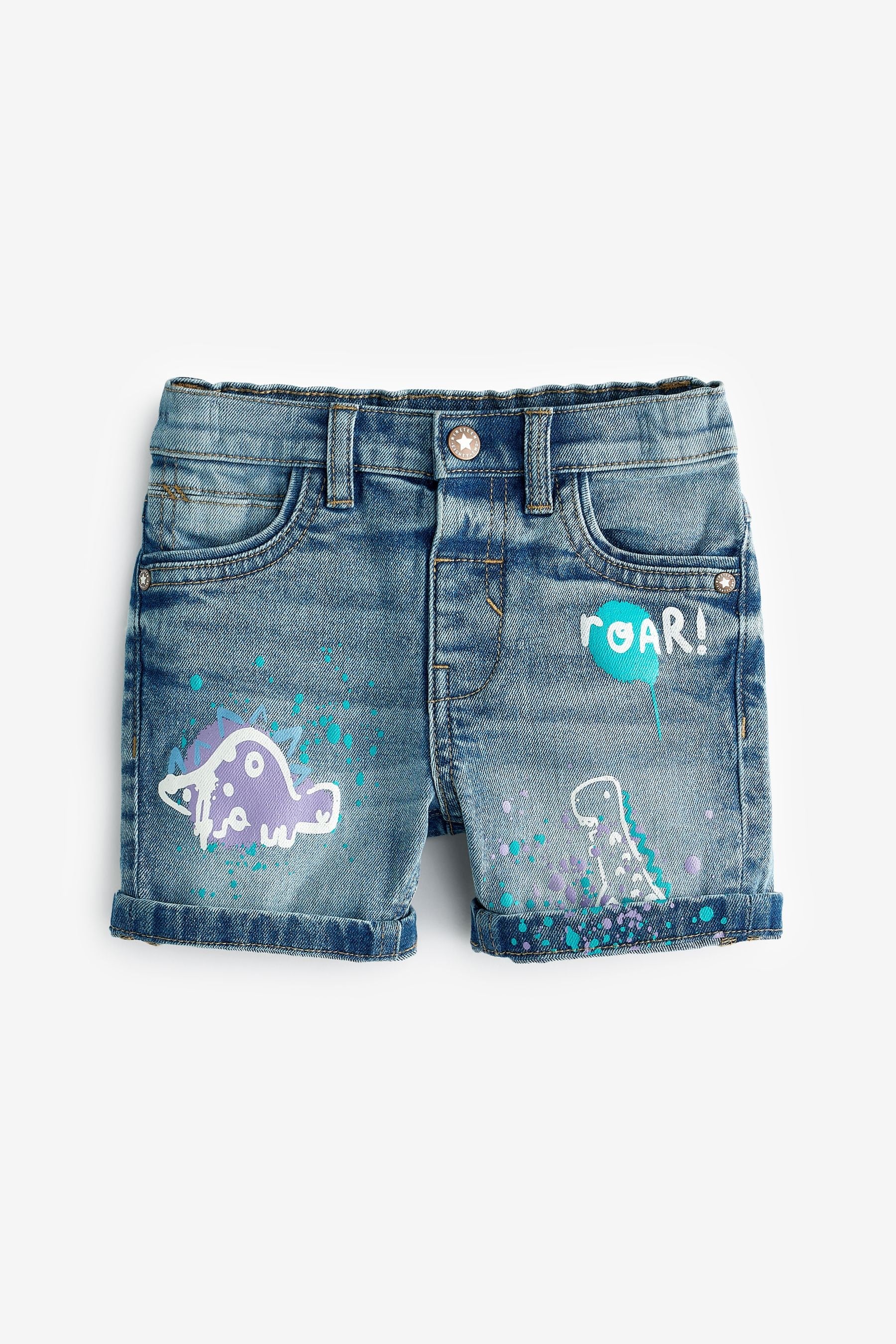 Light Blue Dino Denim Shorts (3mths-7yrs)