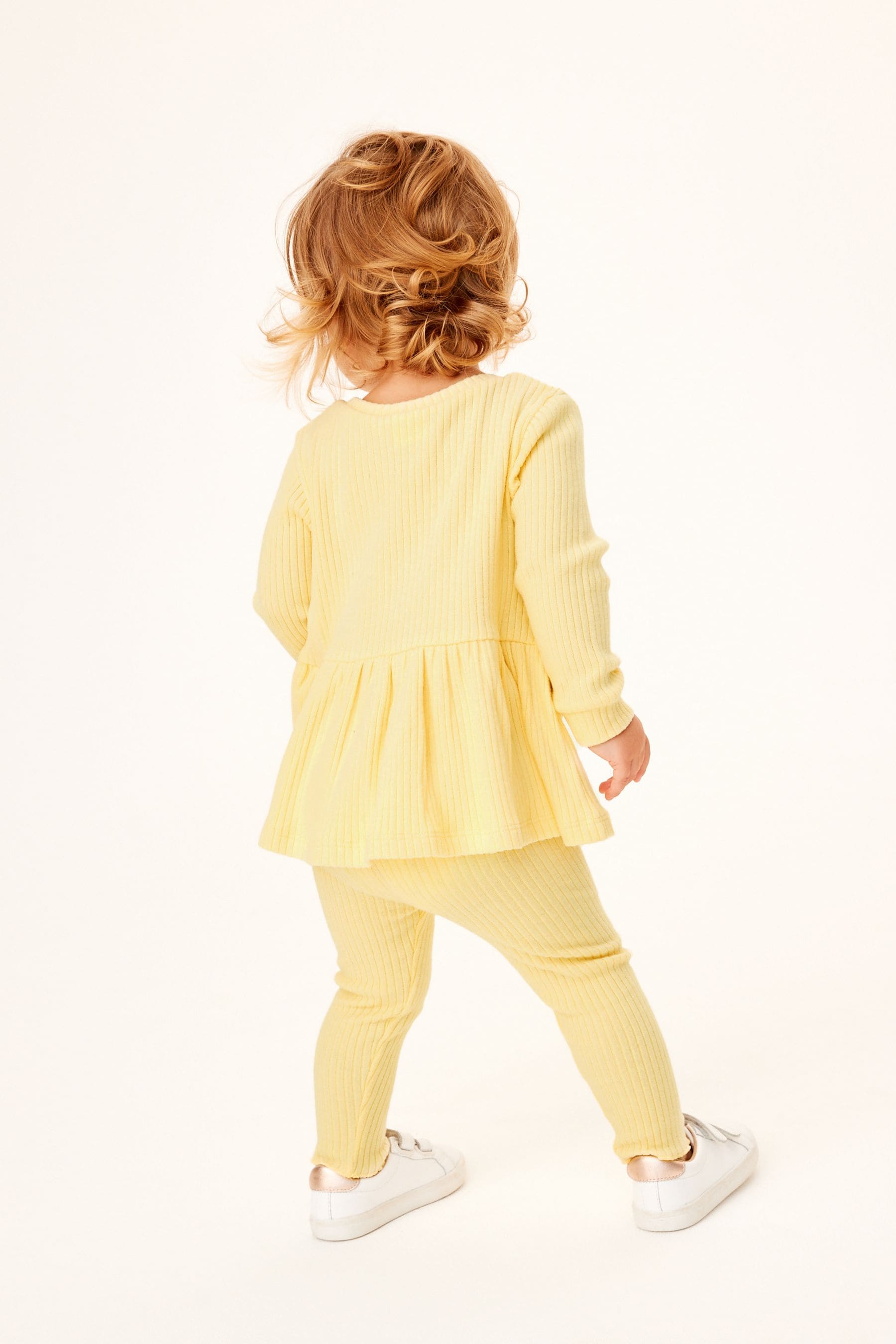 Yellow Long Sleeve Knitted Peplum Legging Set (3mths-7yrs)