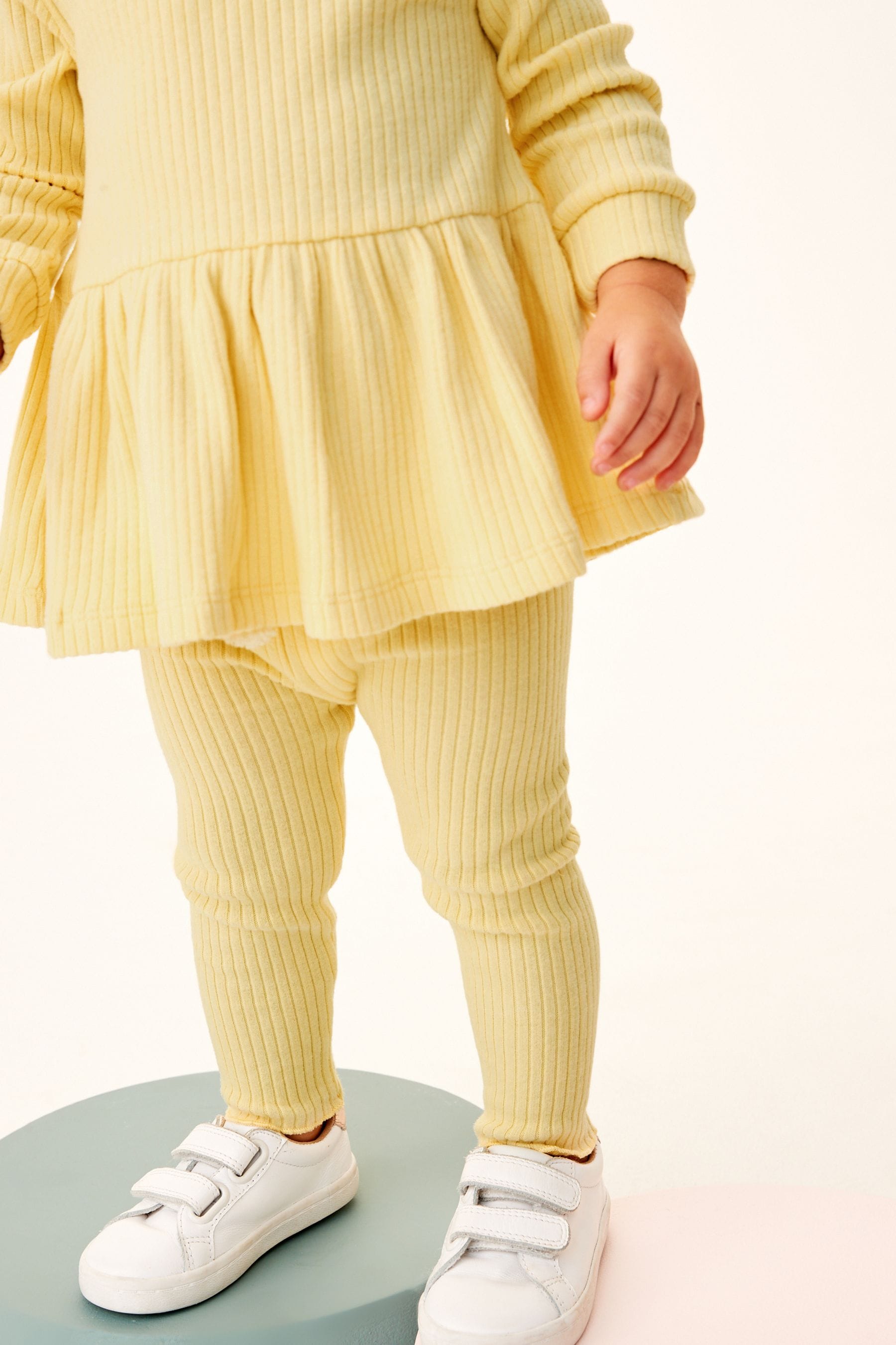 Yellow Long Sleeve Knitted Peplum Legging Set (3mths-7yrs)