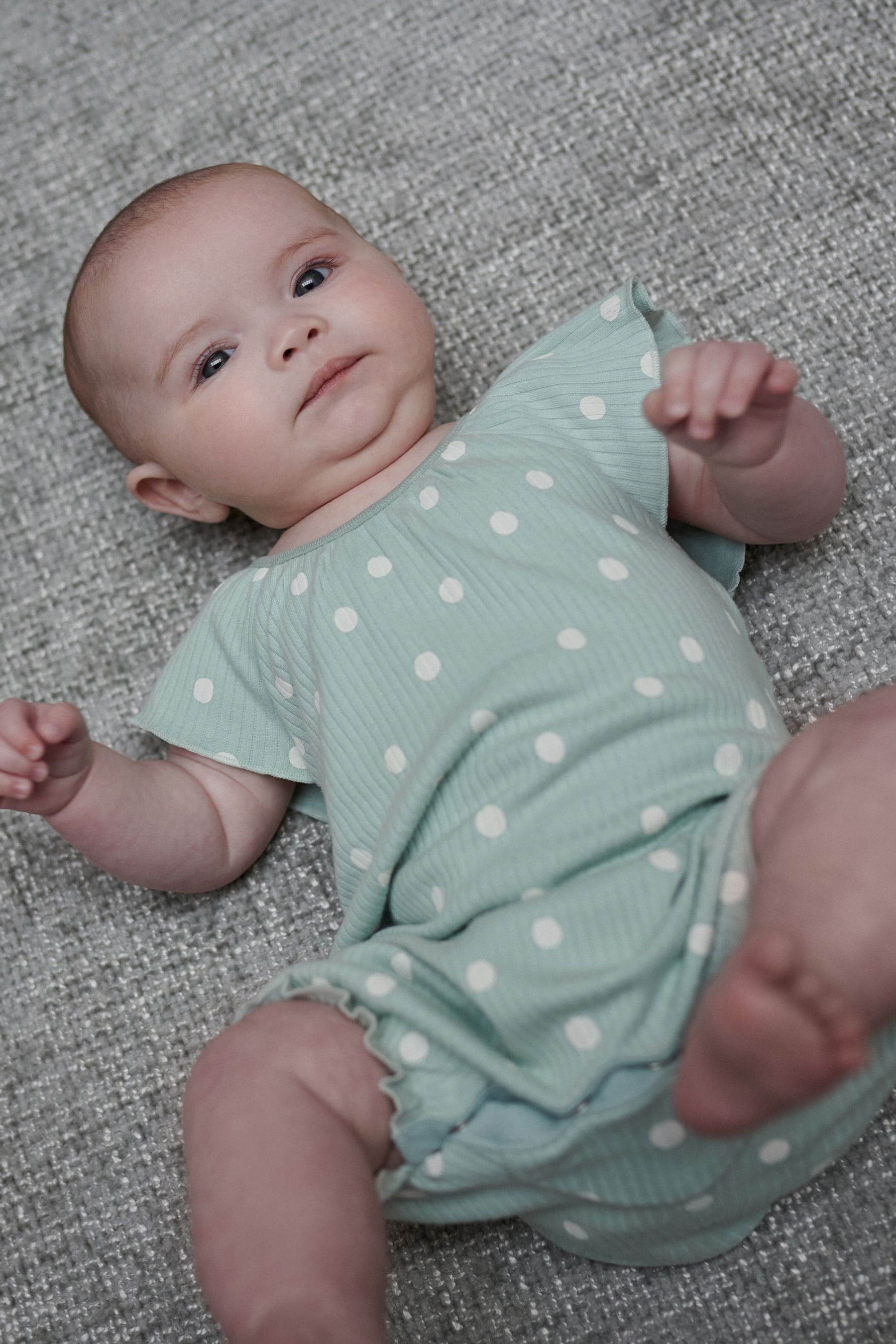 Mint Green Spot 4 Pack Printed Baby Rompers