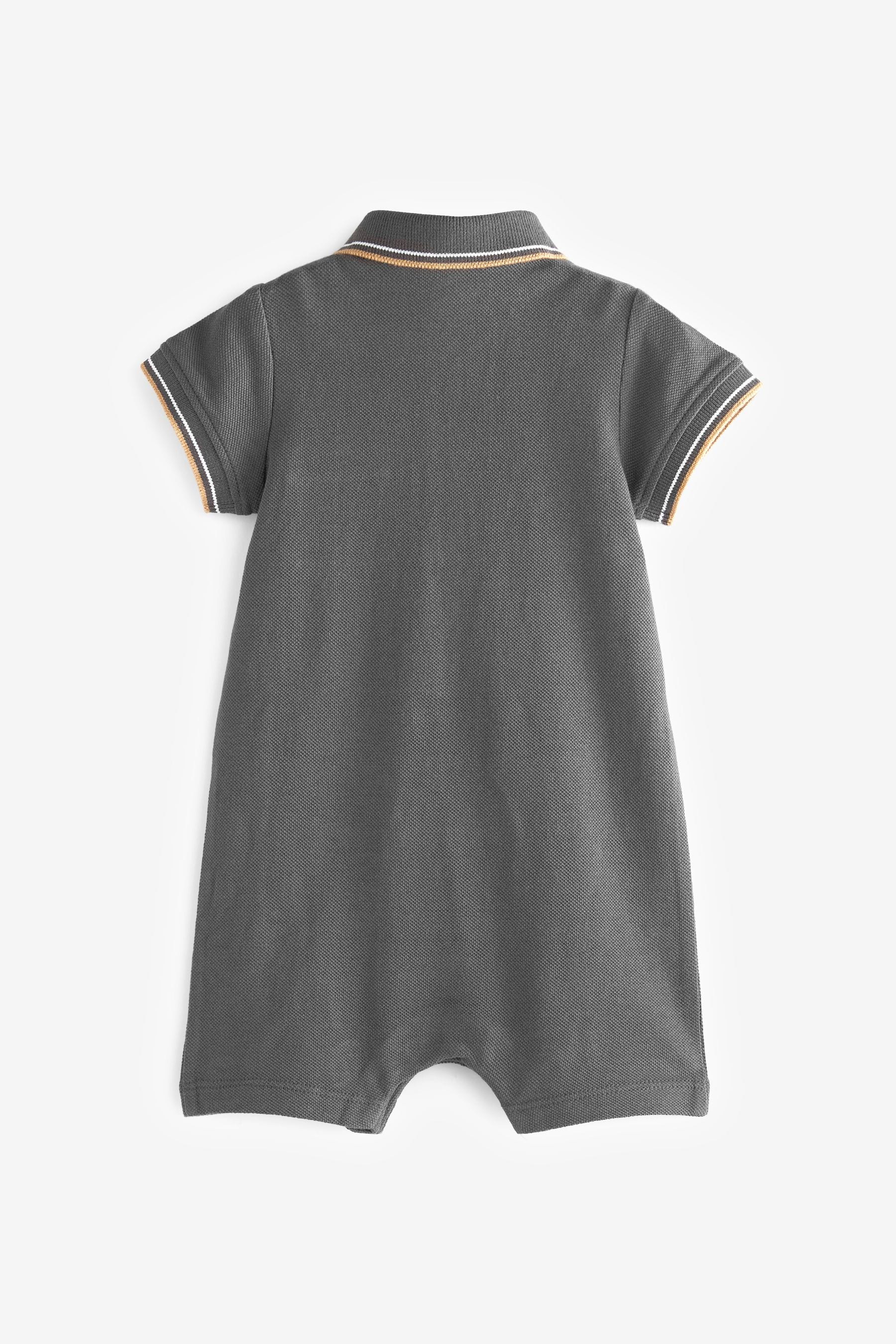 Grey Baby Polo Rompers 2 Pack