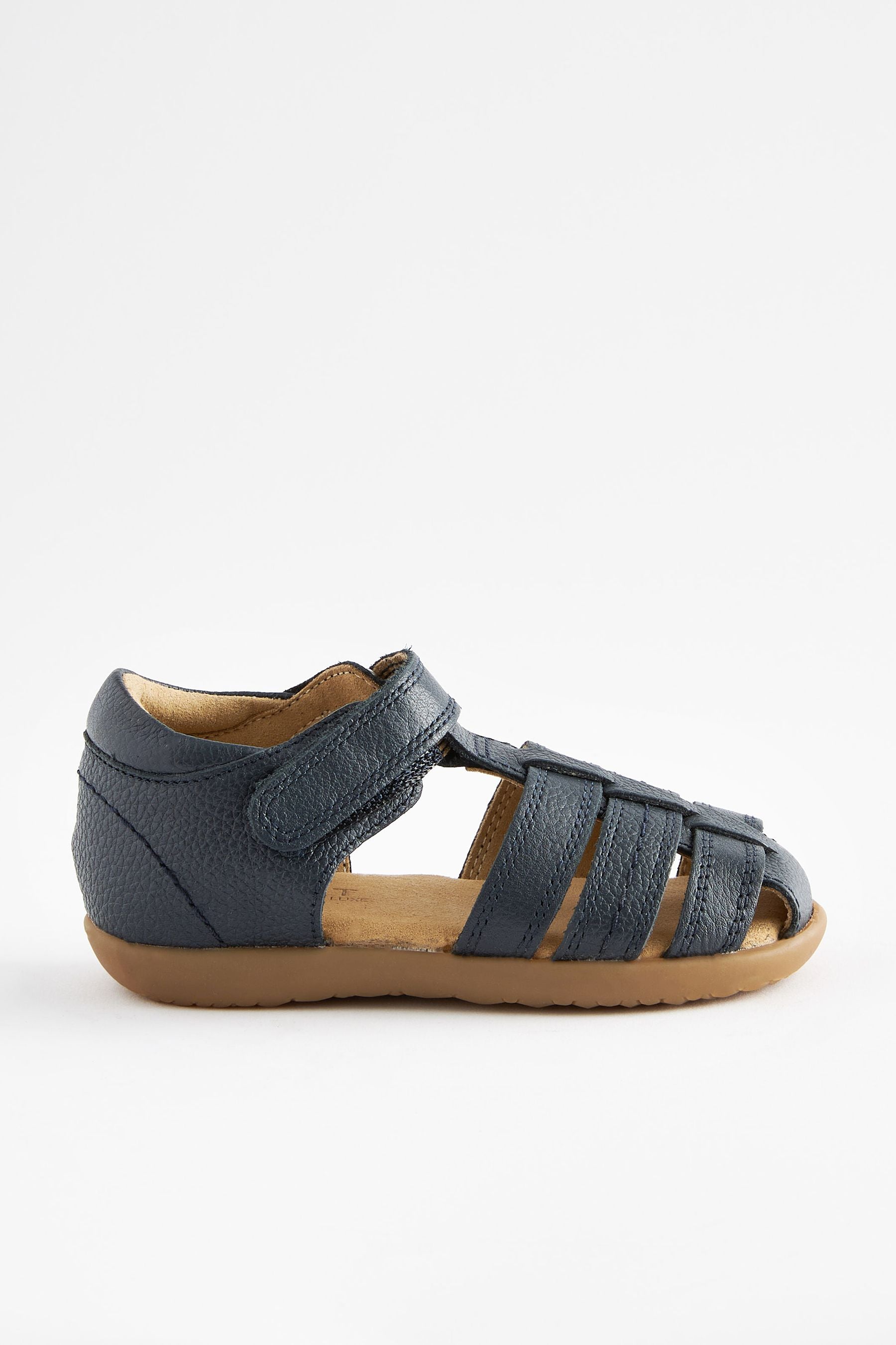 Navy Blue Little Luxe Leather Fisherman Sandals