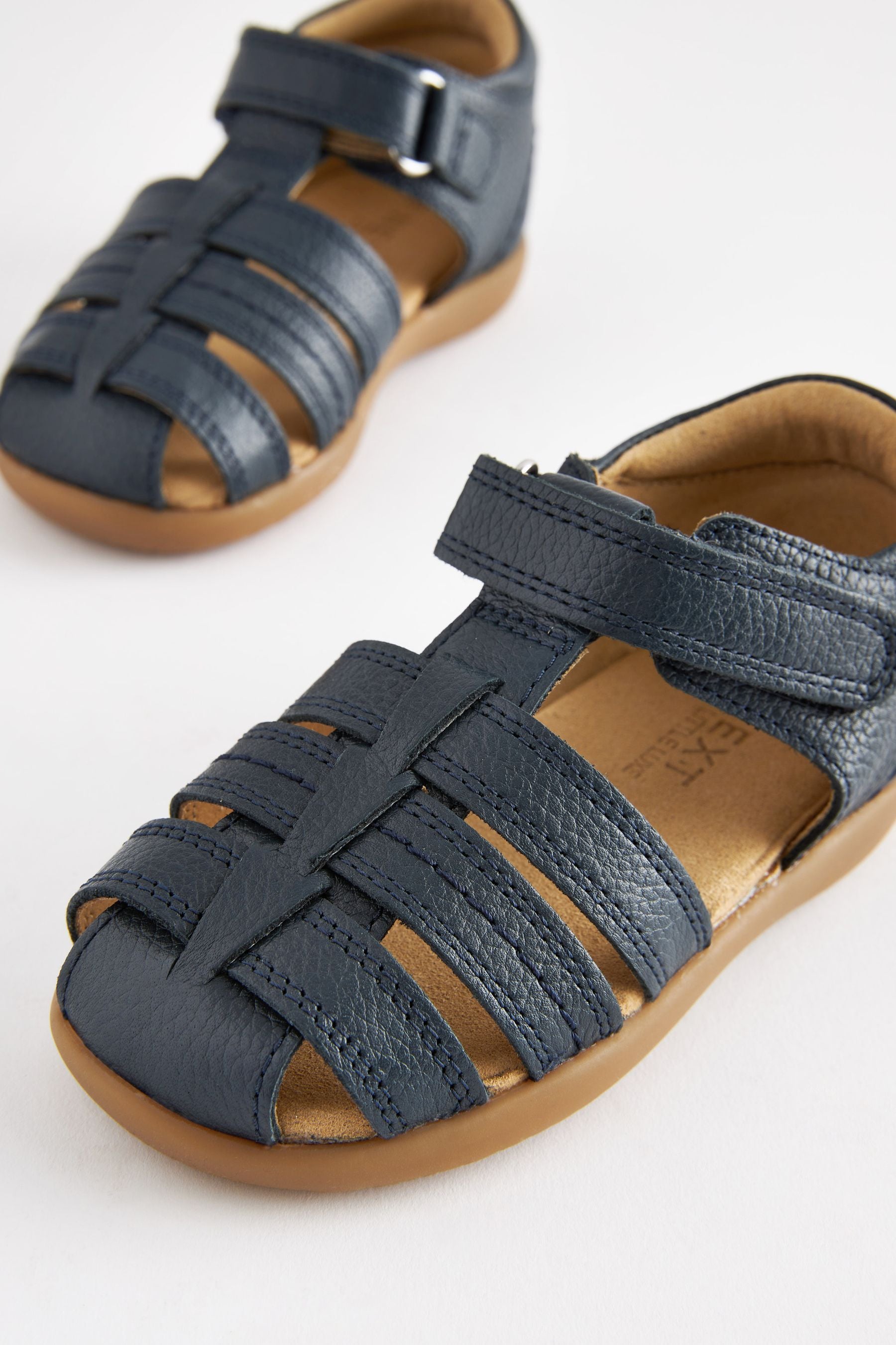 Navy Blue Little Luxe Leather Fisherman Sandals