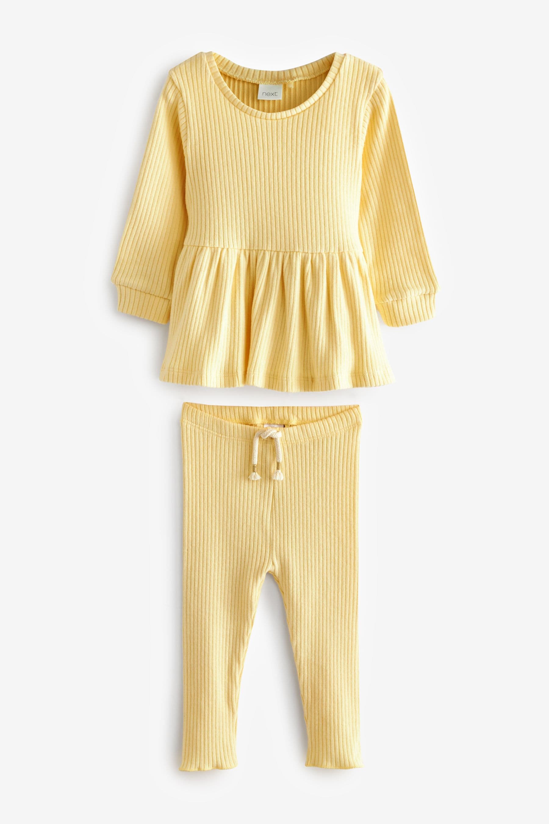 Yellow Long Sleeve Knitted Peplum Legging Set (3mths-7yrs)