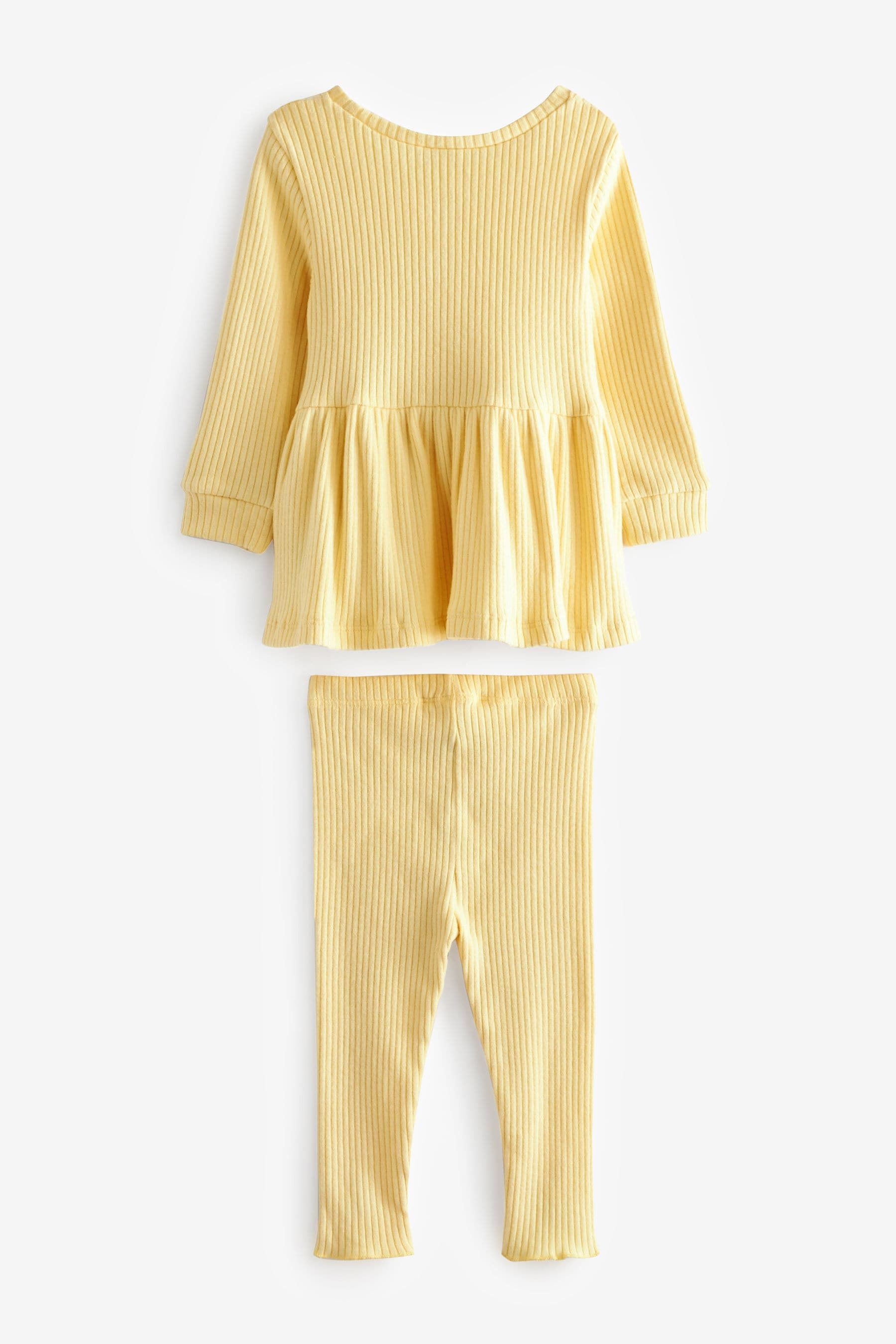 Yellow Long Sleeve Knitted Peplum Legging Set (3mths-7yrs)