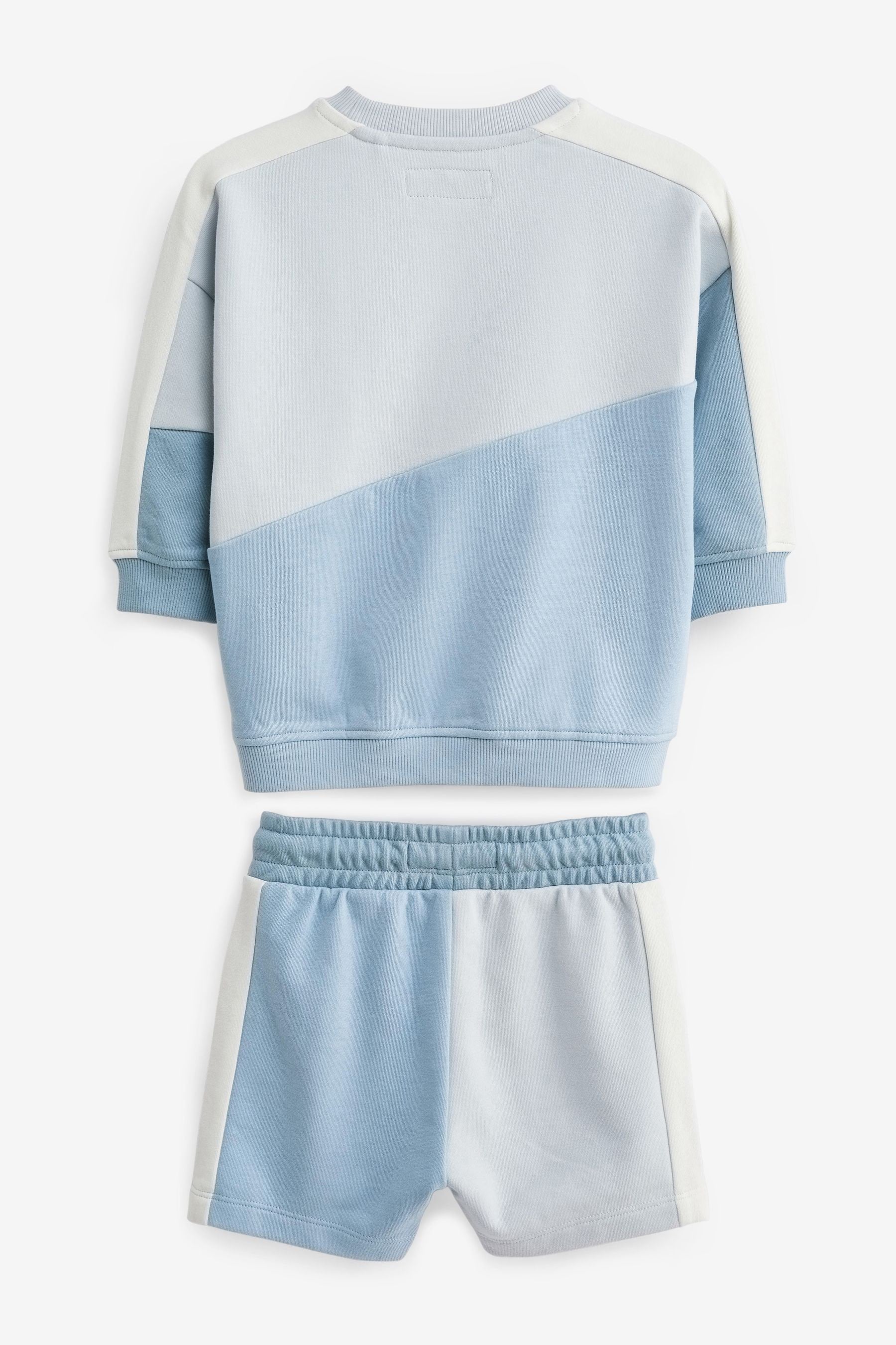 Light Blue Colourblock Sweatshirt And Shorts Set (3mths-7yrs)