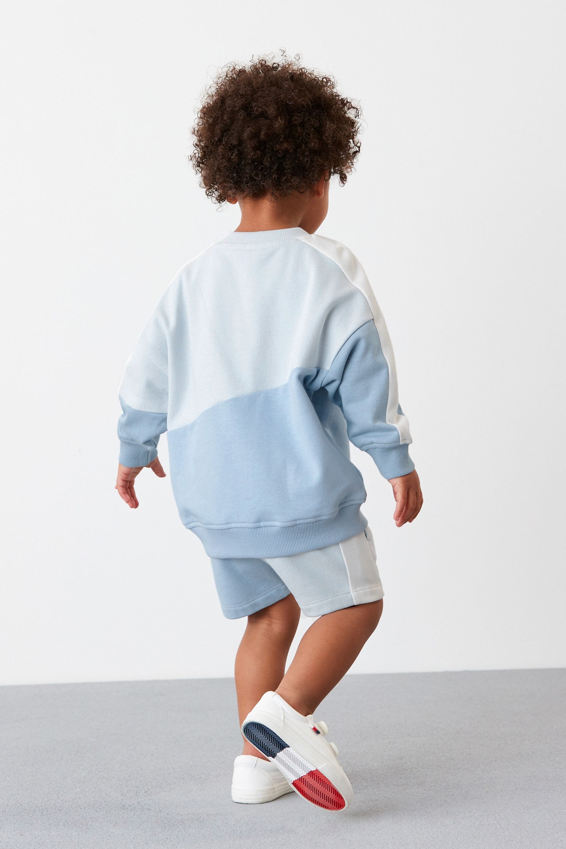 Light Blue Colourblock Sweatshirt And Shorts Set (3mths-7yrs)