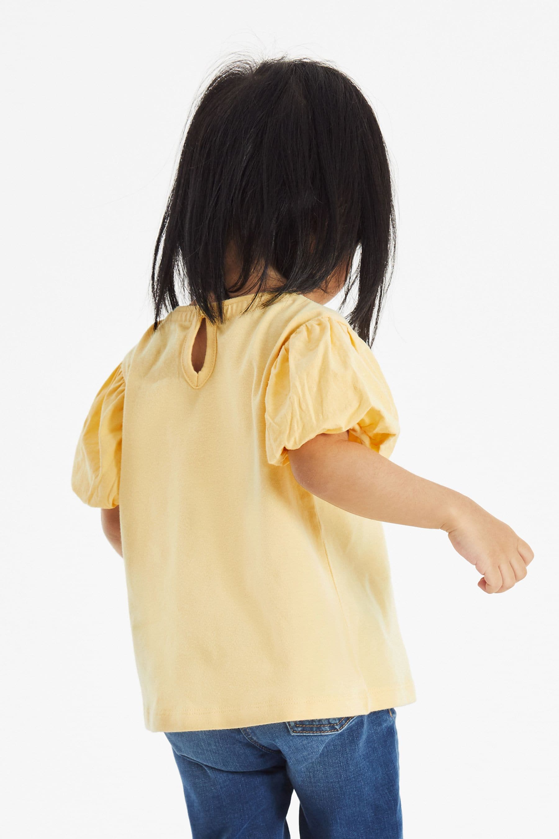 Yellow Cotton Puff Sleeve T-Shirt (3mths-7yrs)