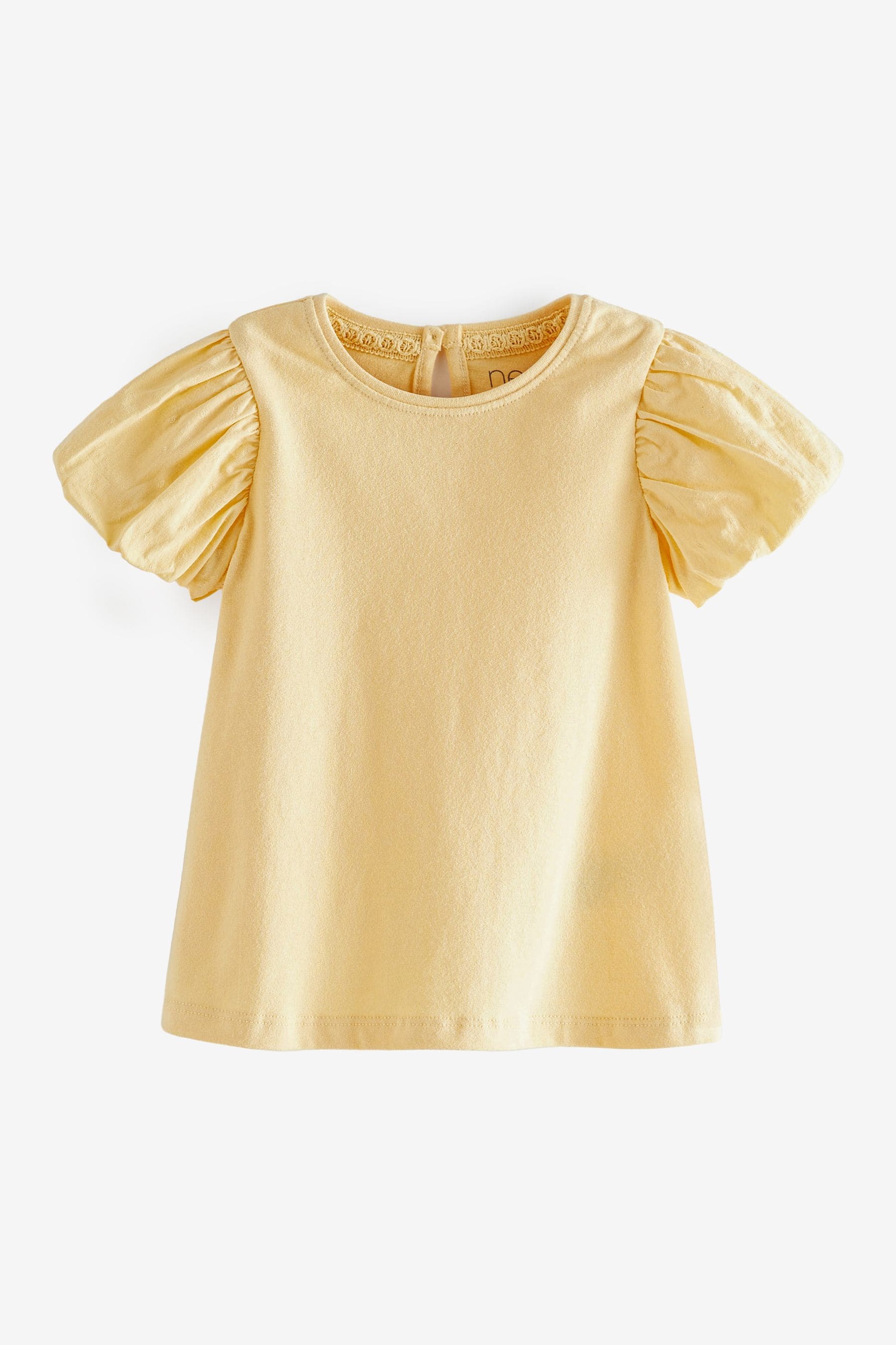 Yellow Cotton Puff Sleeve T-Shirt (3mths-7yrs)