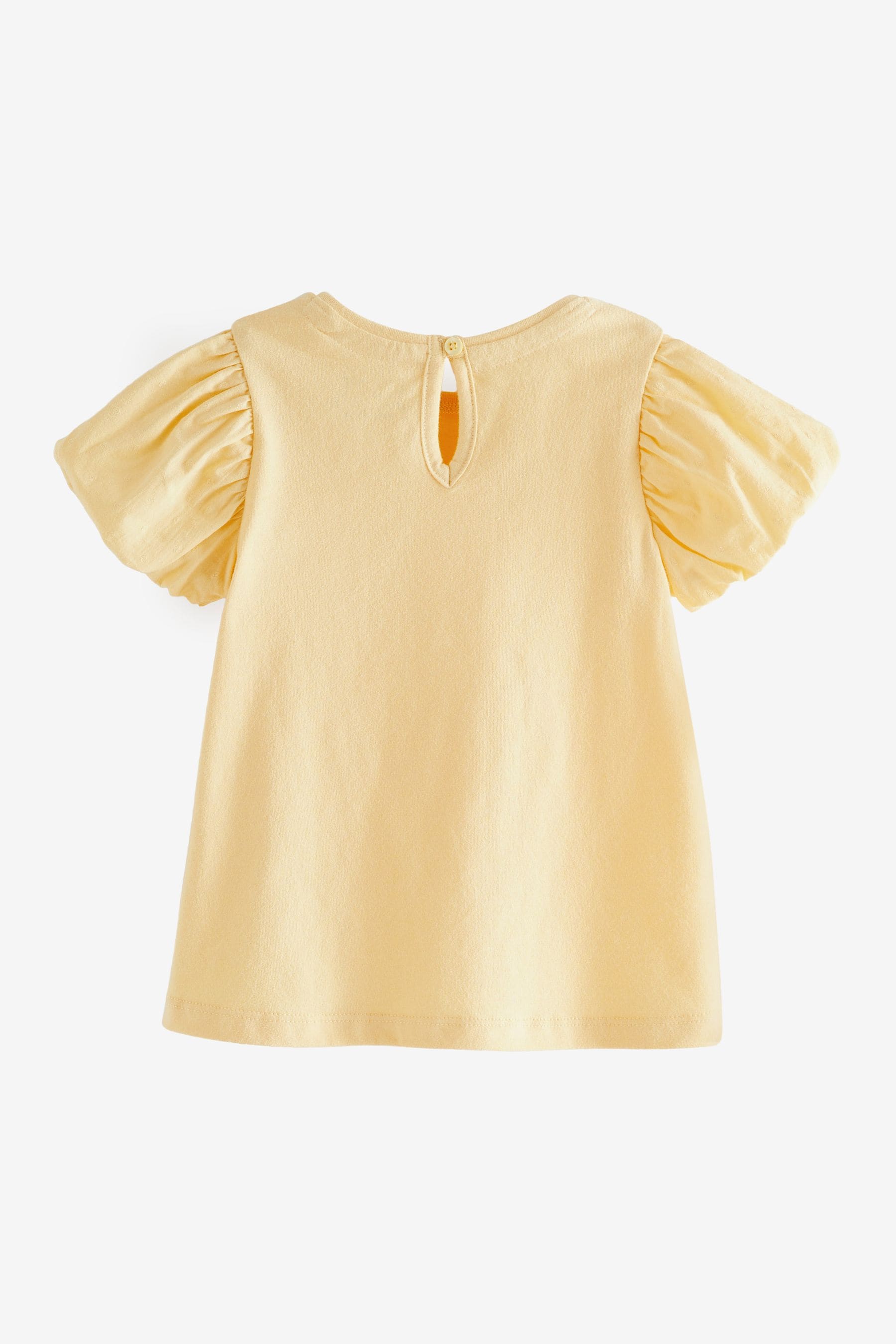 Yellow Cotton Puff Sleeve T-Shirt (3mths-7yrs)