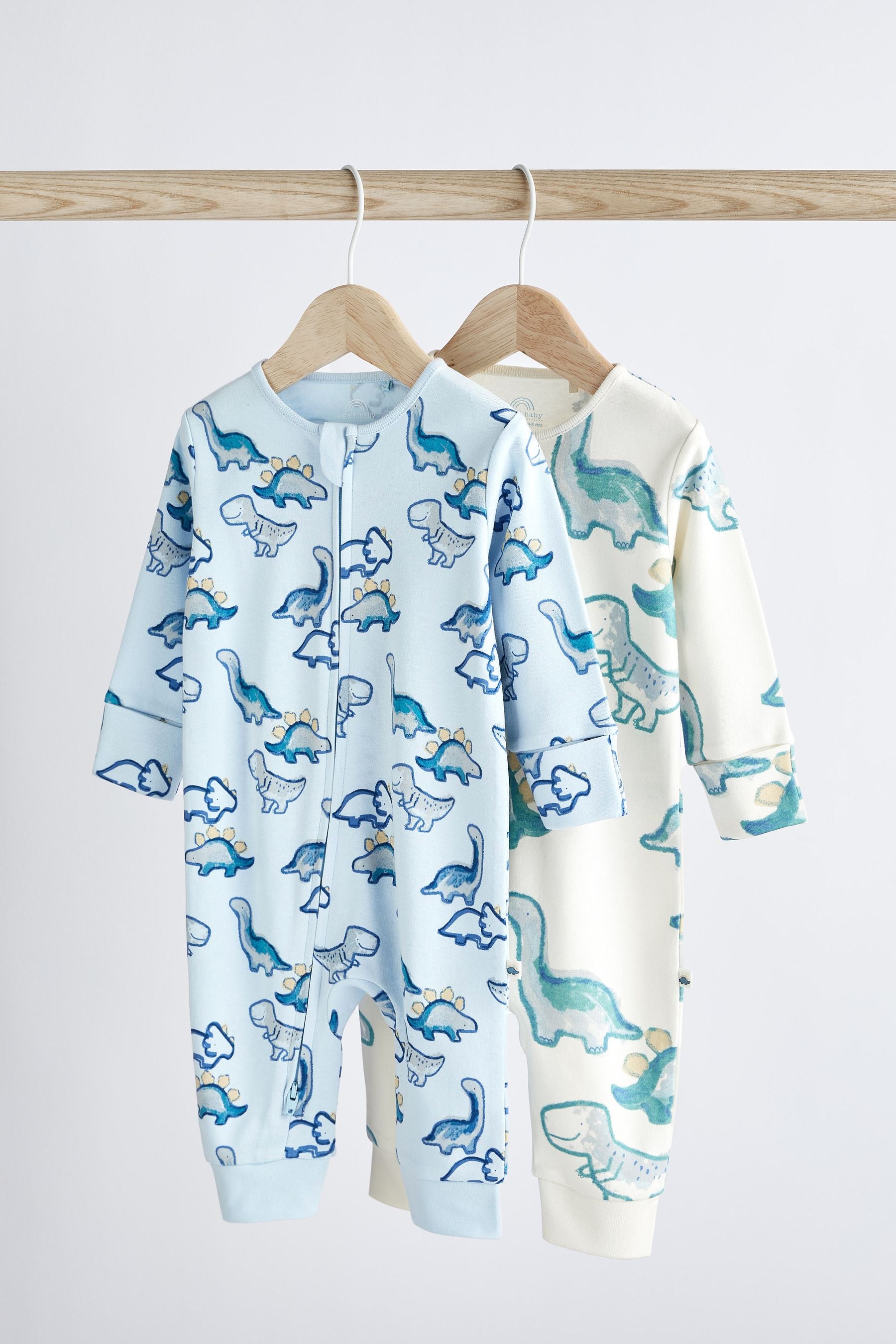 Pale Blue Baby 2 Pack Sleepsuits (0mths-2yrs)