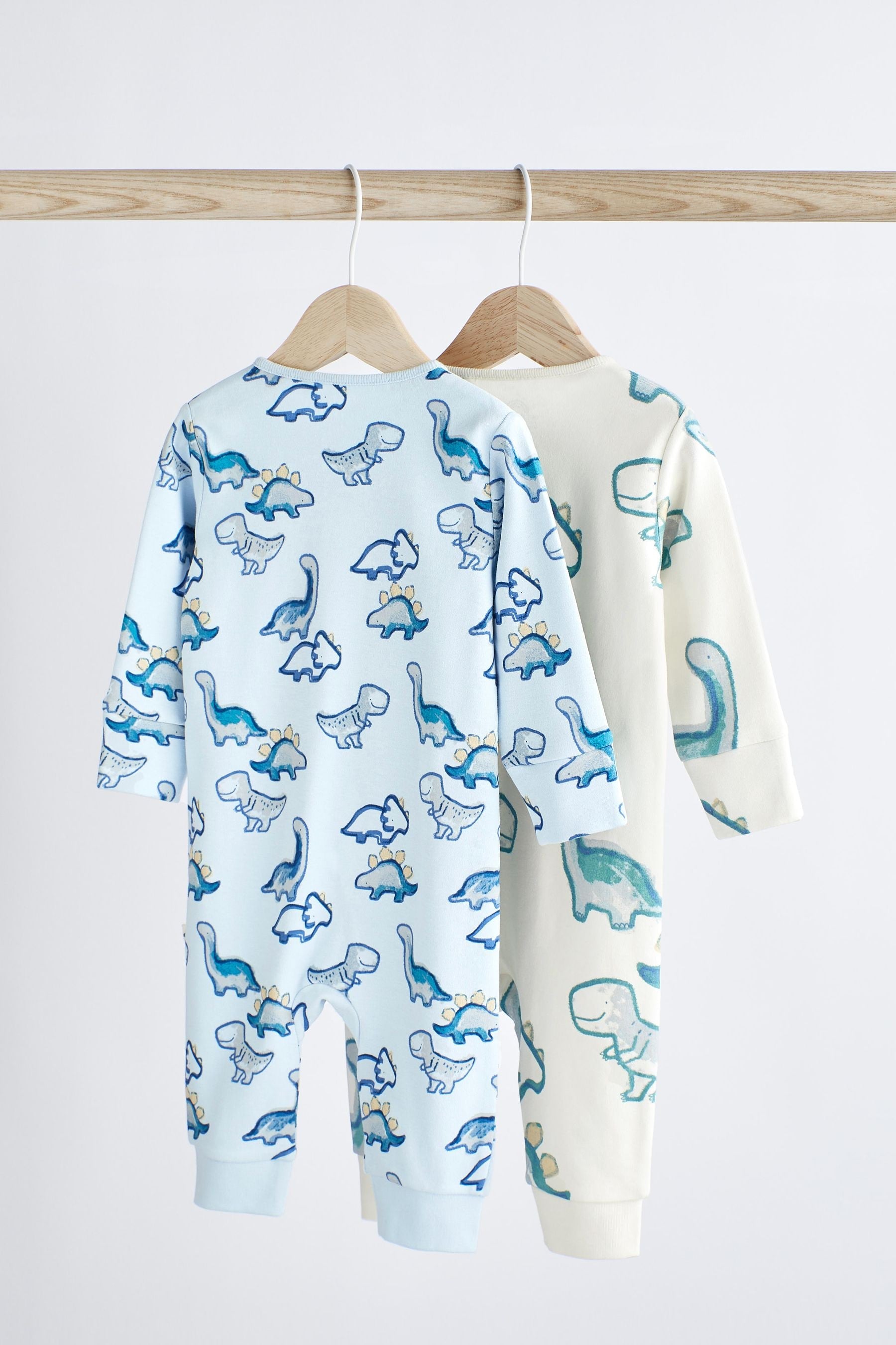 Pale Blue Baby 2 Pack Sleepsuits (0mths-2yrs)