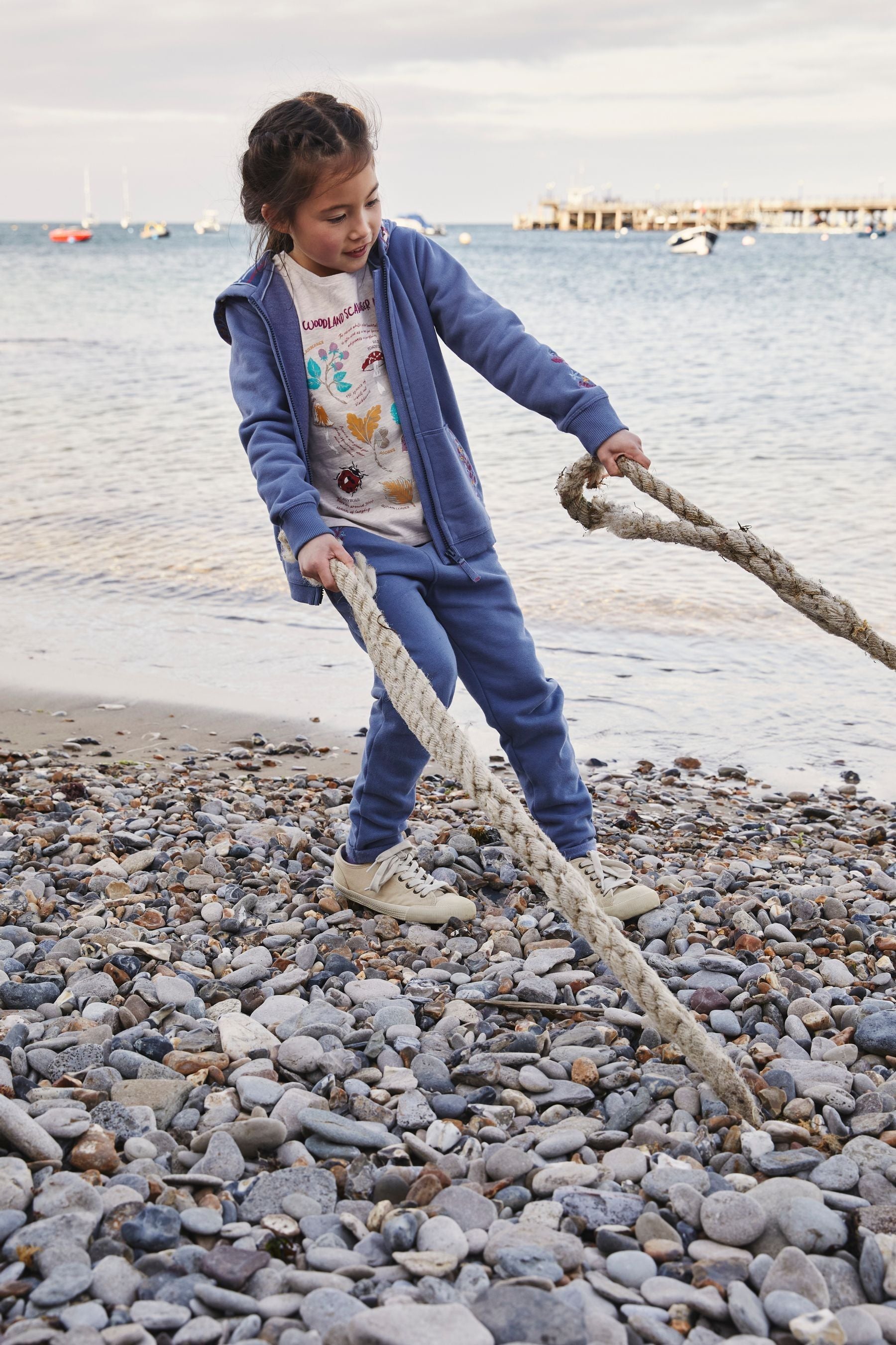 Blue FatFace Blue Embroidered Co-Ord Joggers