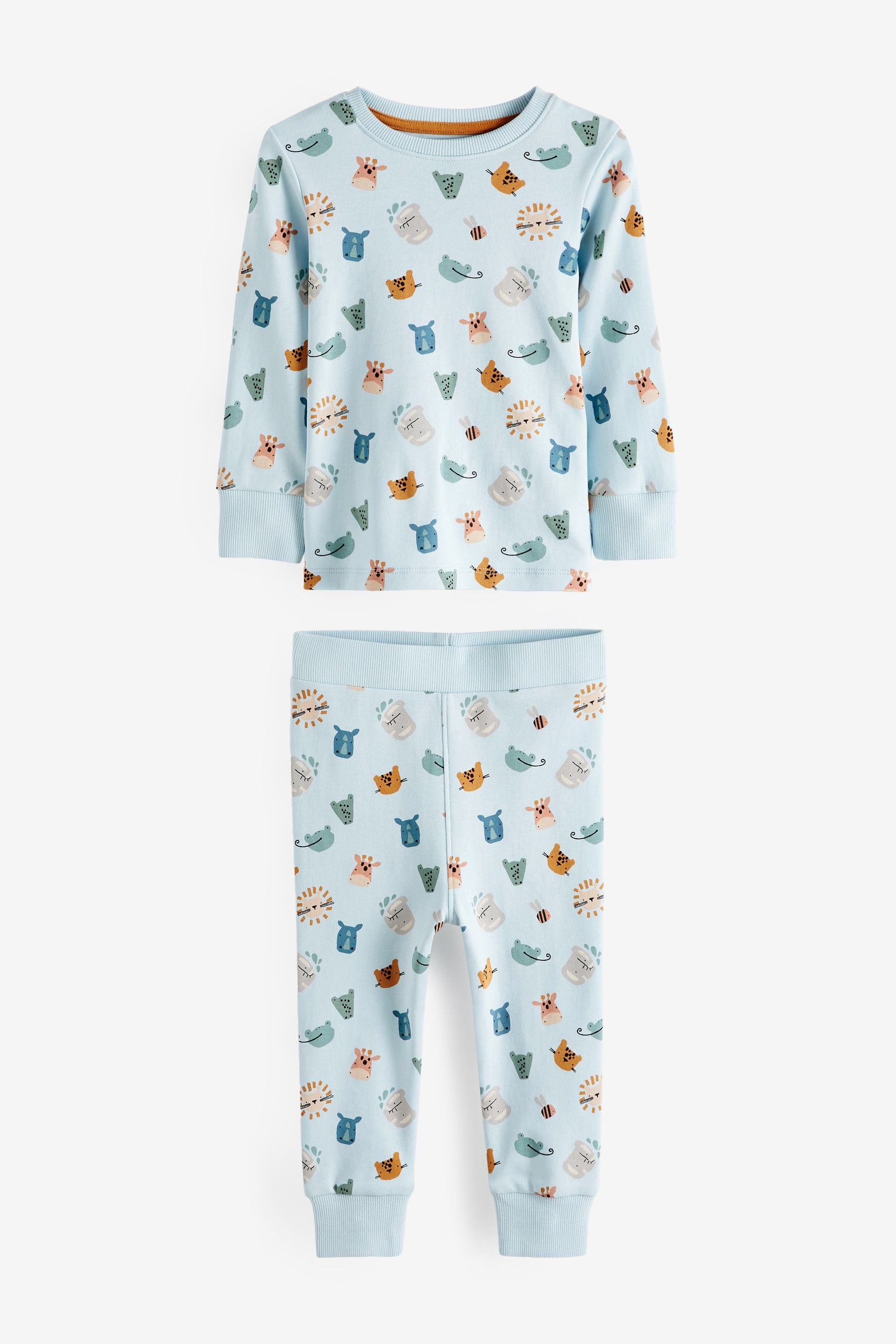 Blue/Rust Safari Animals Snuggle Pyjamas 3 Pack (9mths-12yrs)