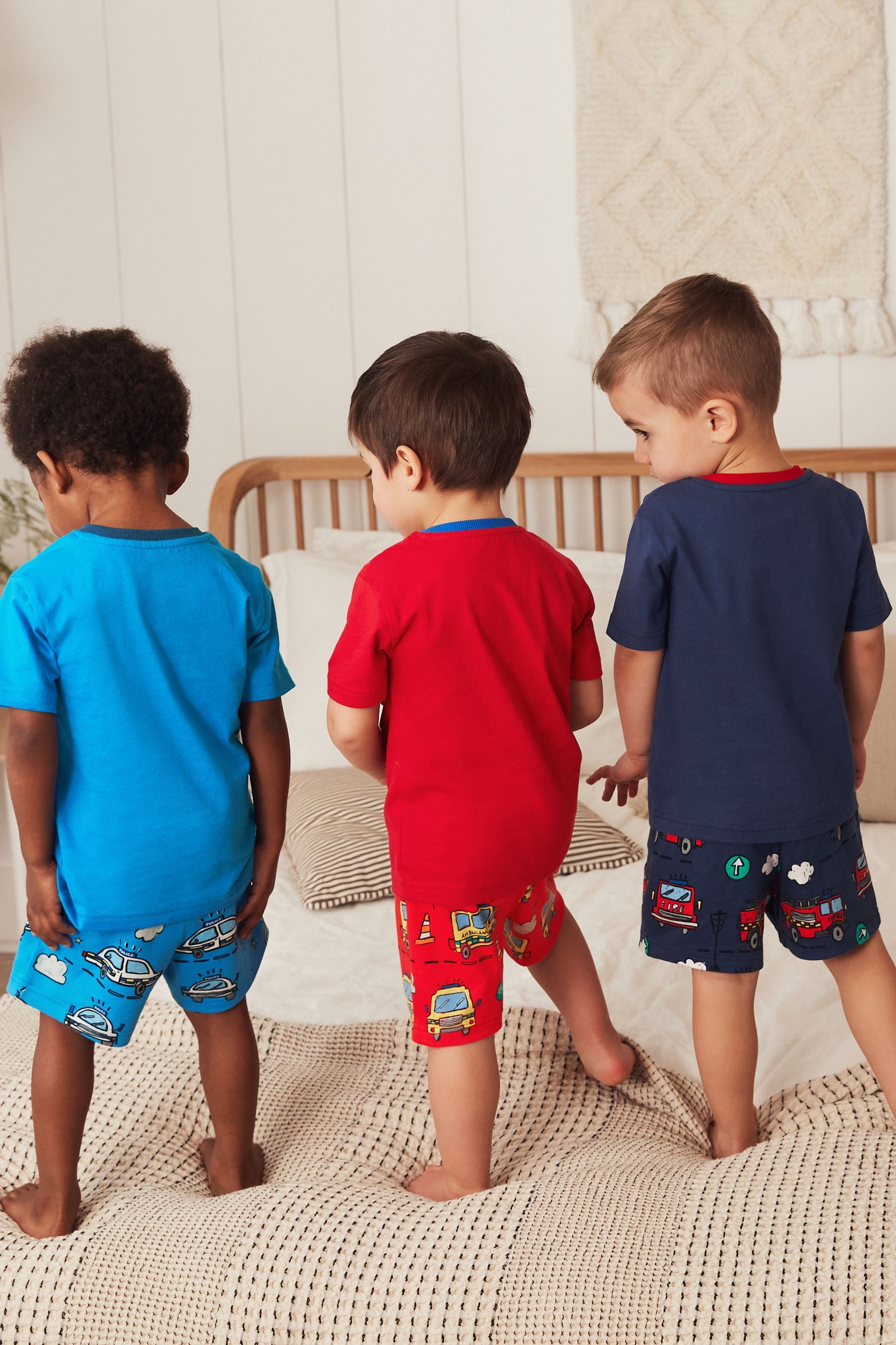 Blue/Red Emergency Cars Short Pyjama Set 3 Pack (9mths-8yrs)