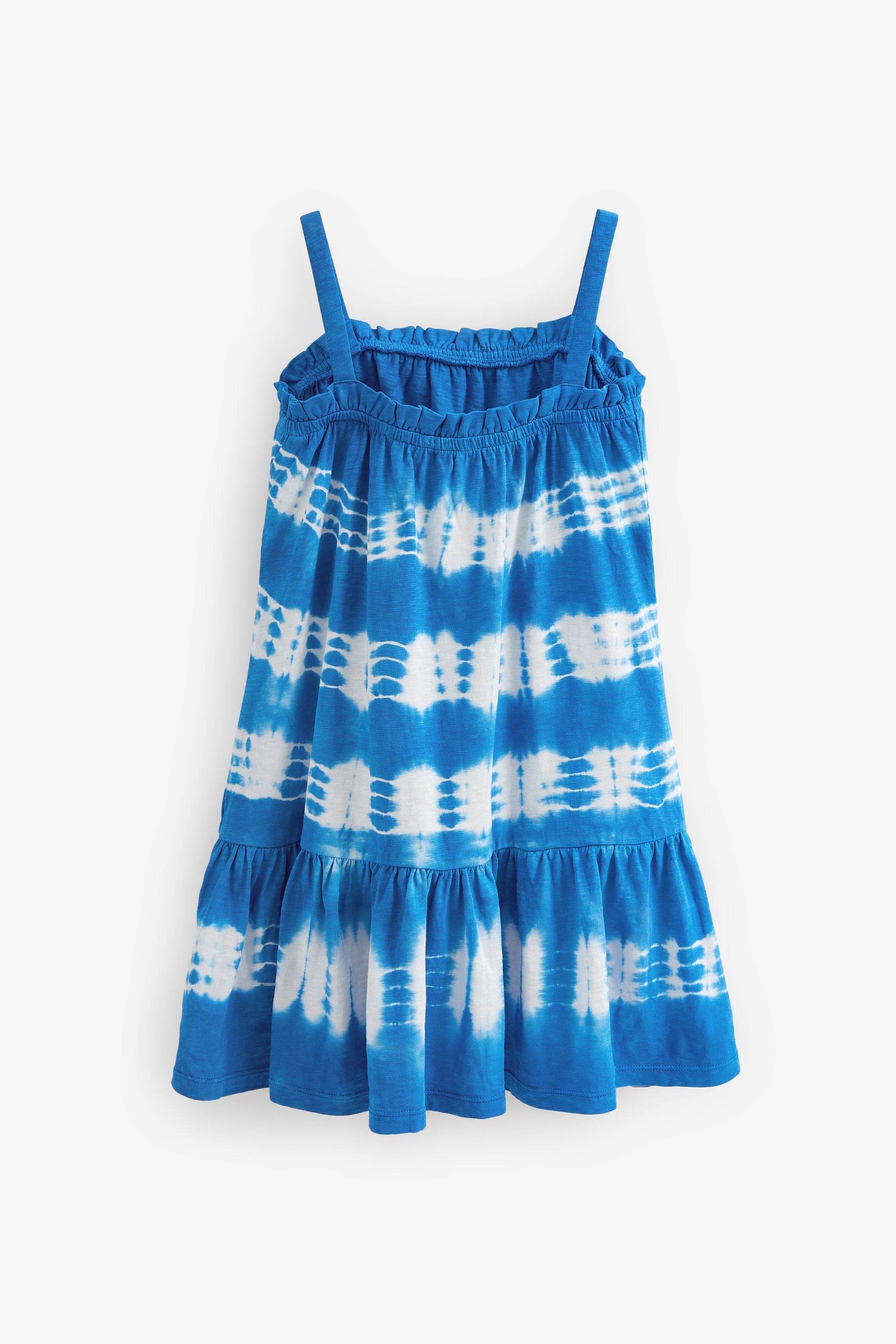 Blue/White Tie Dye Stripe Soft Jersey Strappy Shoulder Dress (3-16yrs)