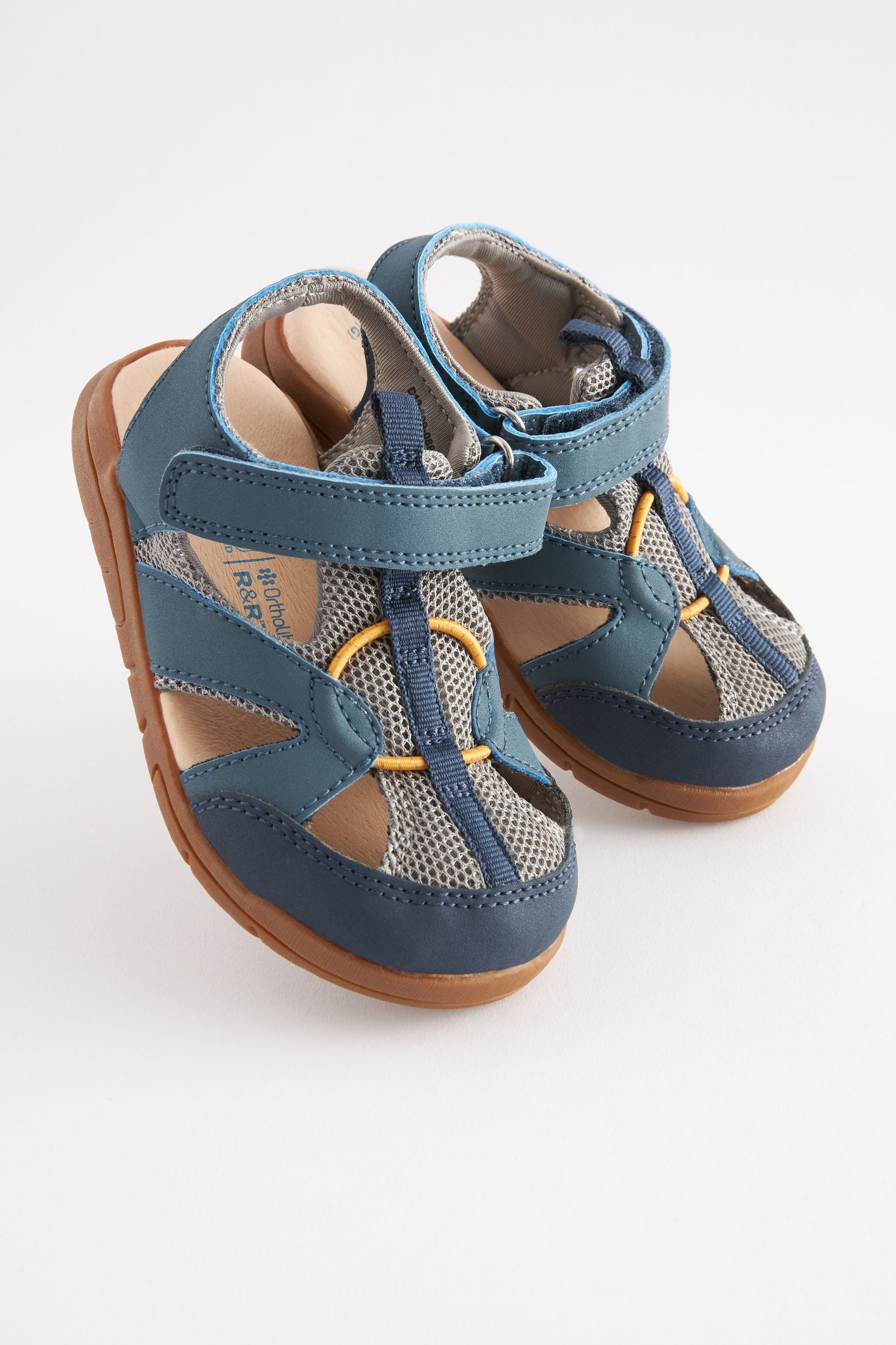 Blue Closed Toe Touch Fastening Sandals