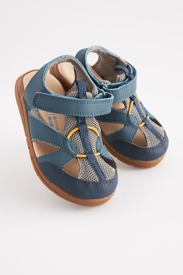 Blue Closed Toe Touch Fastening Sandals