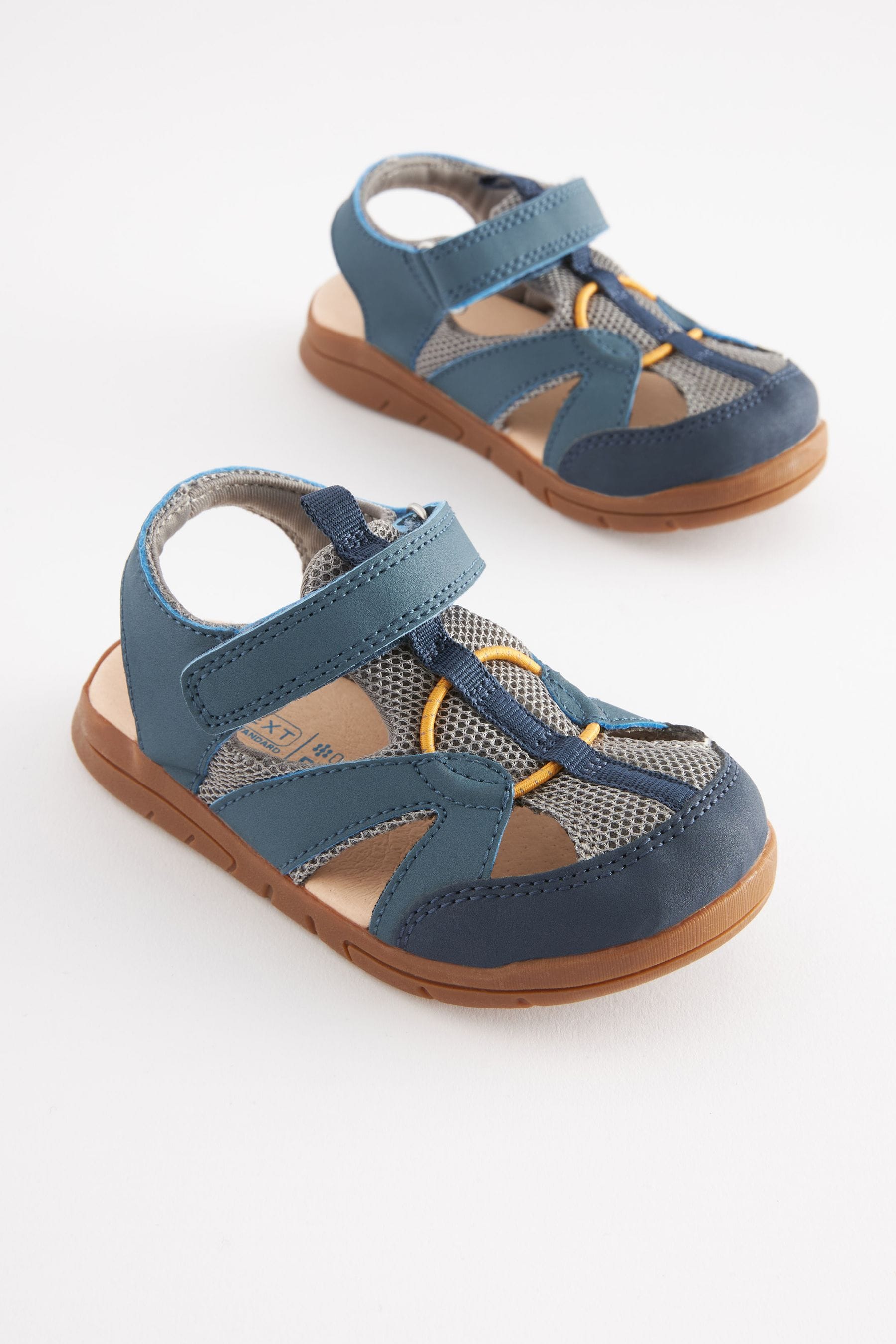 Blue Closed Toe Touch Fastening Sandals