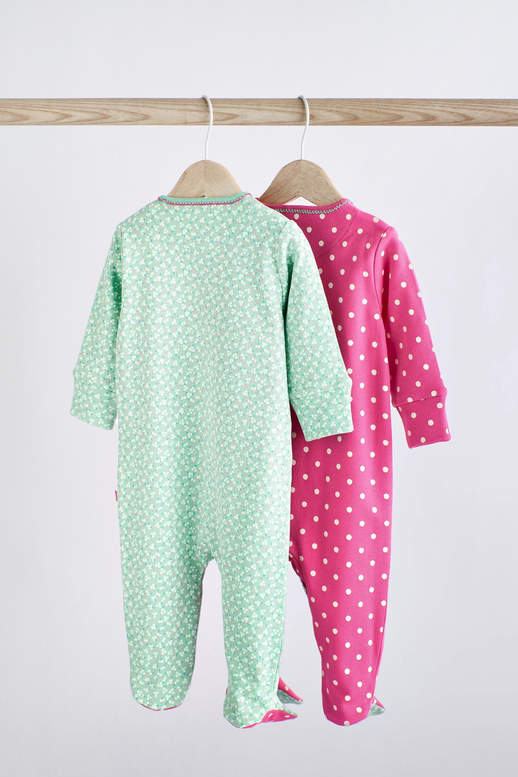 Multi 2 Pack Baby Sleepsuits (0mths-2yrs)