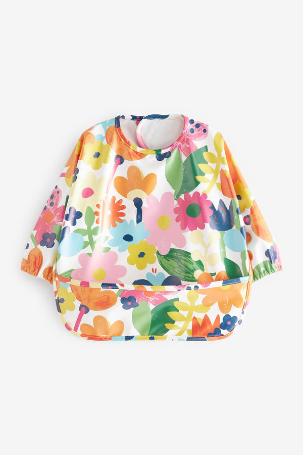 Bright Floral Baby Weaning and Feeding Sleeved Bib (6mths-3yrs)