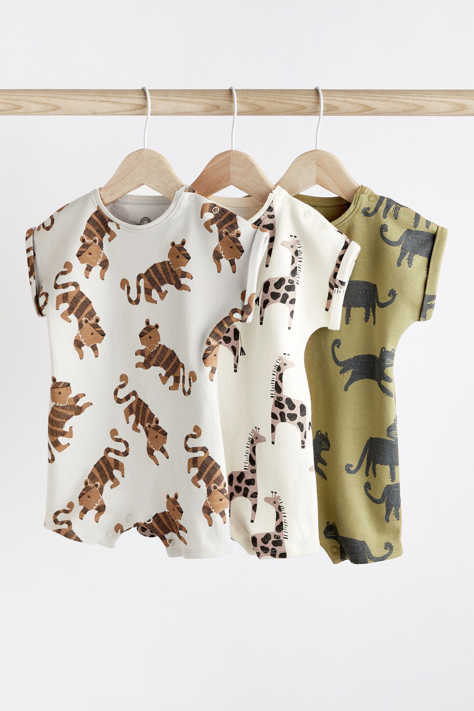 Black/White Safari Baby Rompers 3 Pack