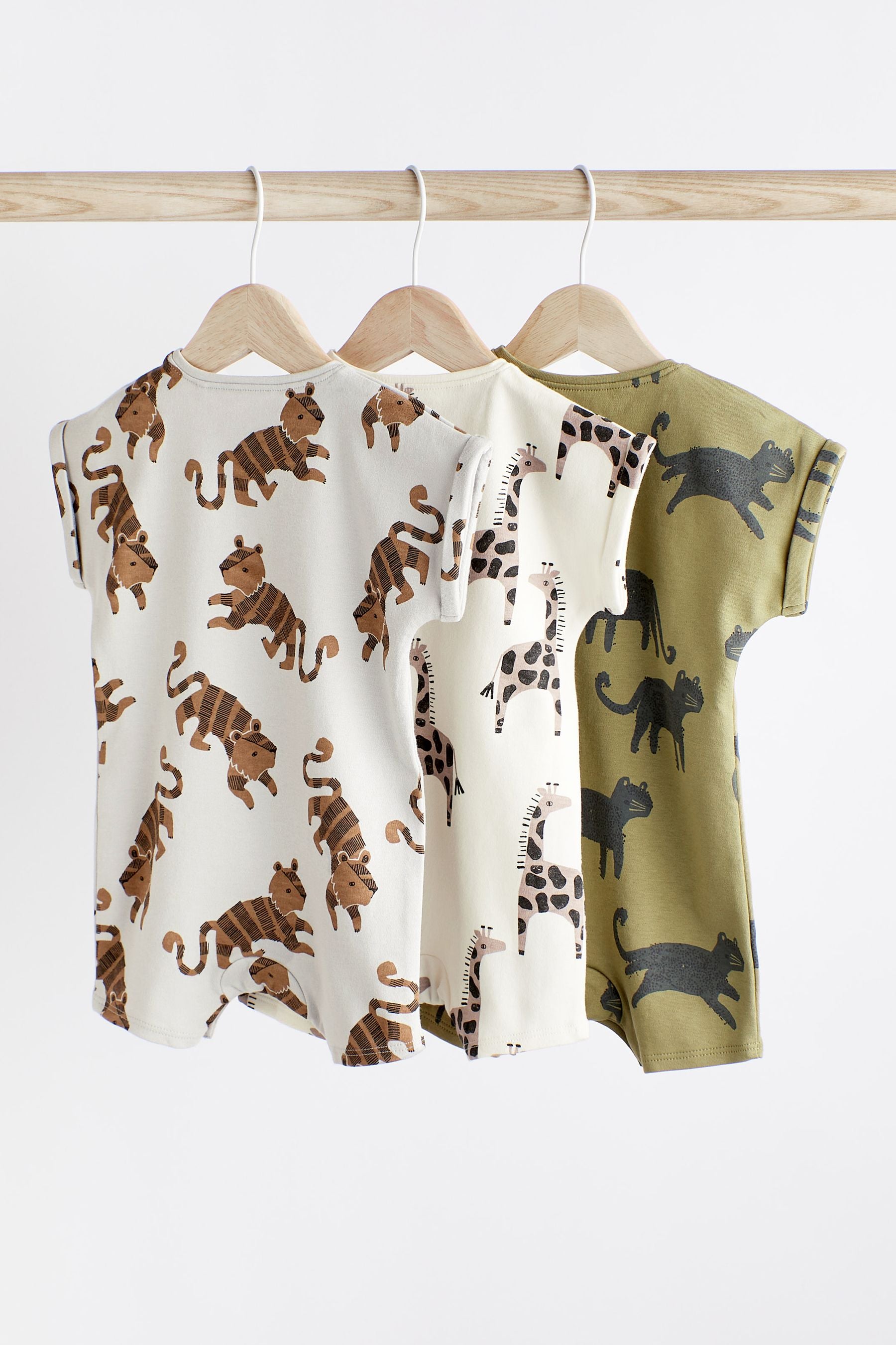 Black/White Safari Baby Rompers 3 Pack