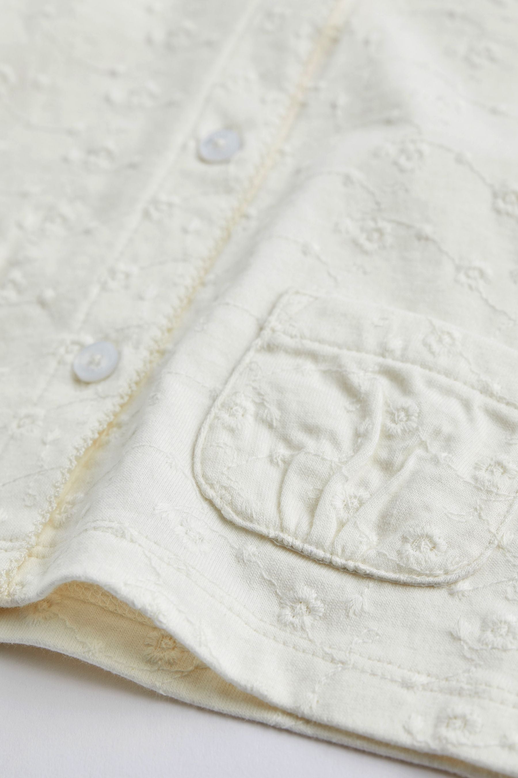 Cream Jersey Broderie Baby Cardigan (0mths-2yrs)