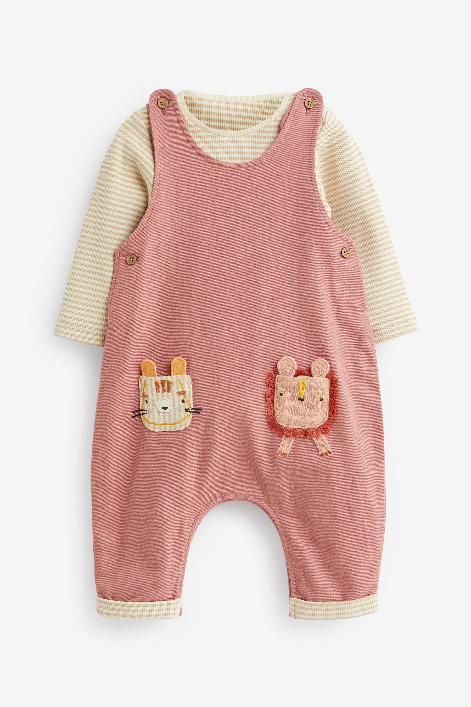 Rust Brown Woven Character Dungaree and Bodysuit Set (0mths-3yrs)