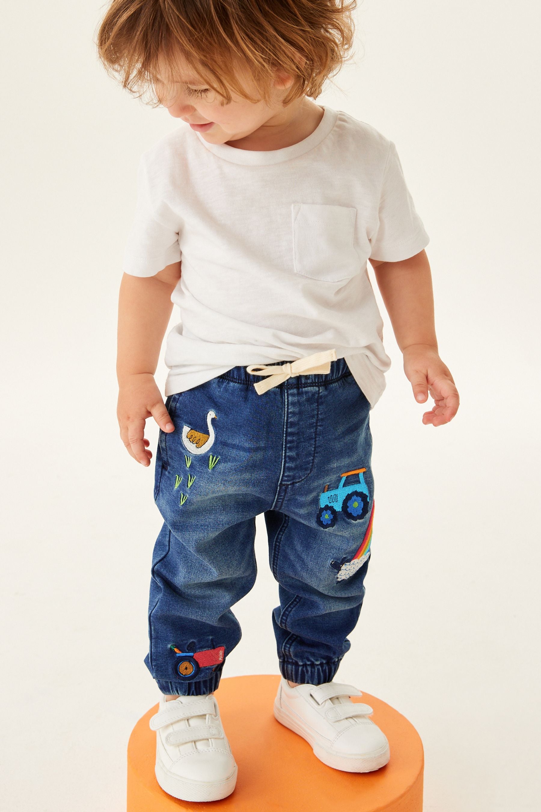 Mid Blue Denim Farm Character Pull-On Jeans (3mths-7yrs)