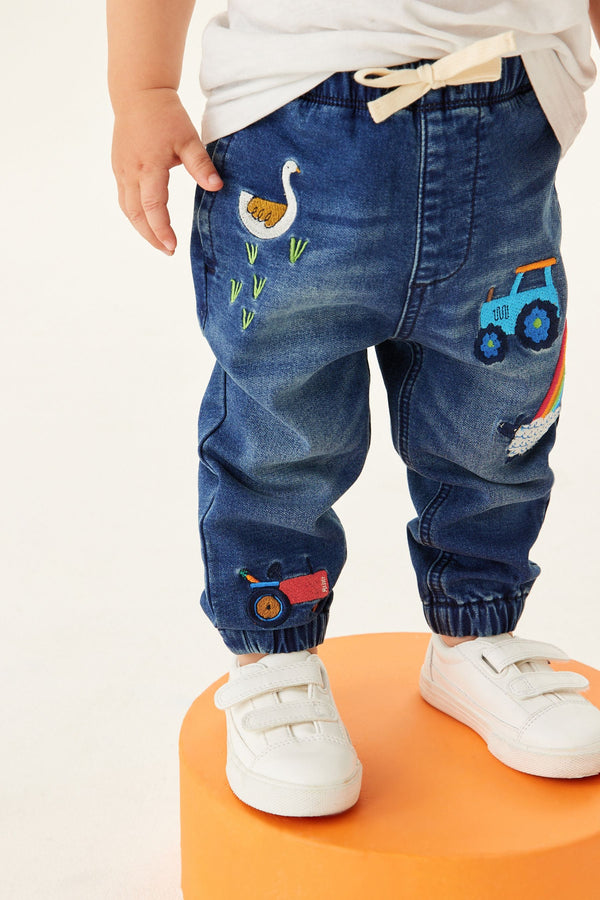 Mid Blue Denim Farm Character Pull-On Jeans (3mths-7yrs)