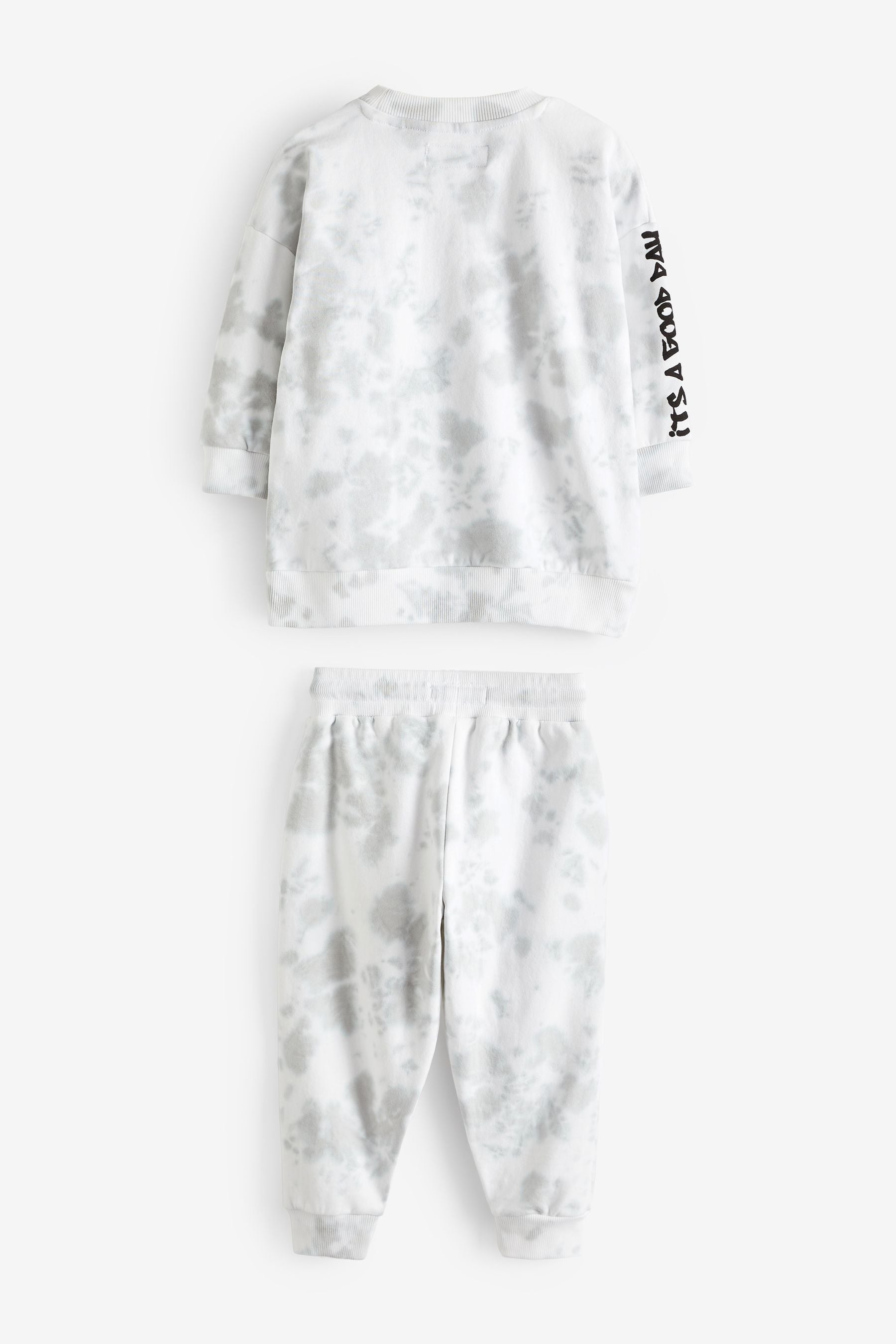 Grey & White Tie Dye Jersey Sweatshirt and Jogger Set (3mths-7yrs)