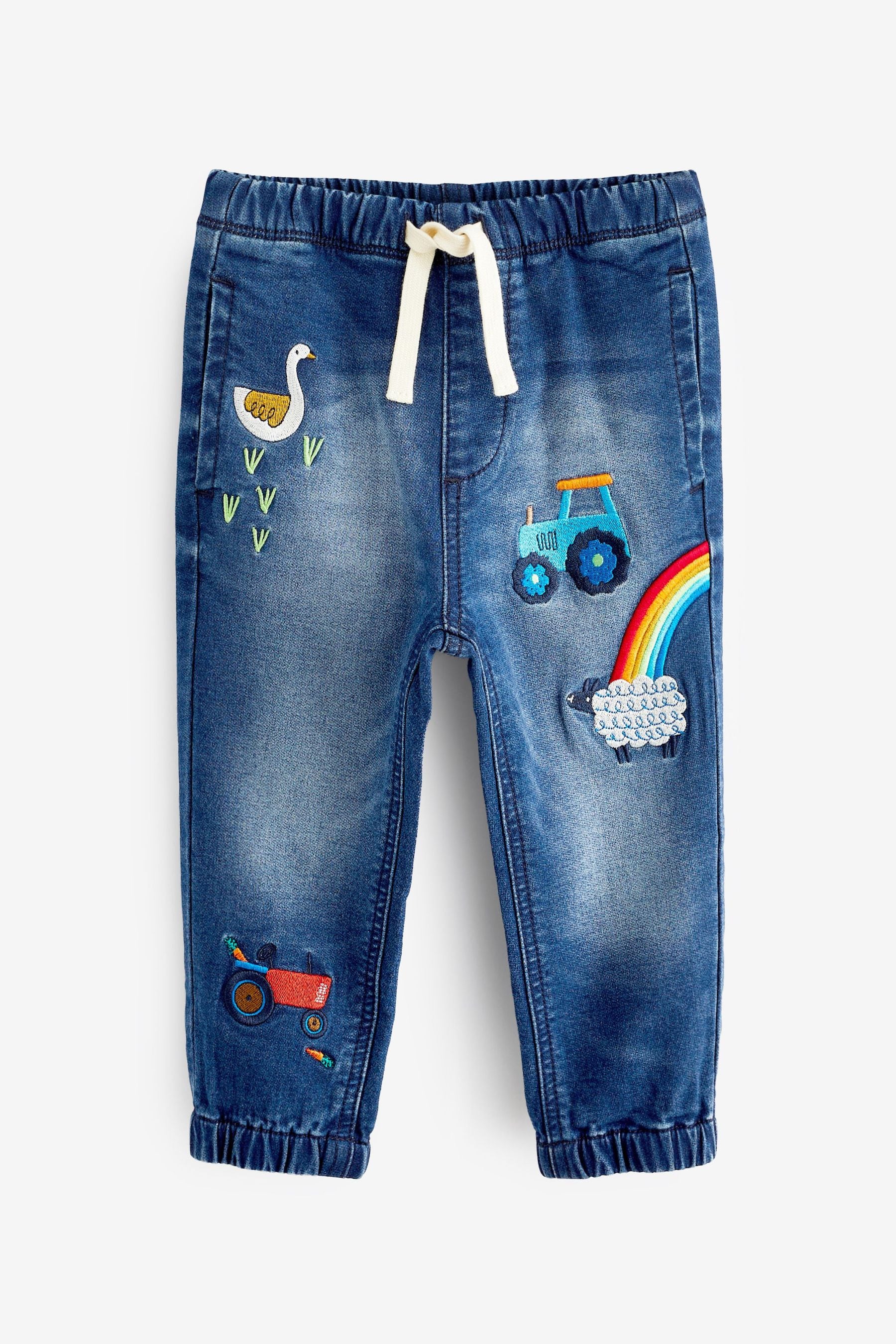 Mid Blue Denim Farm Character Pull-On Jeans (3mths-7yrs)