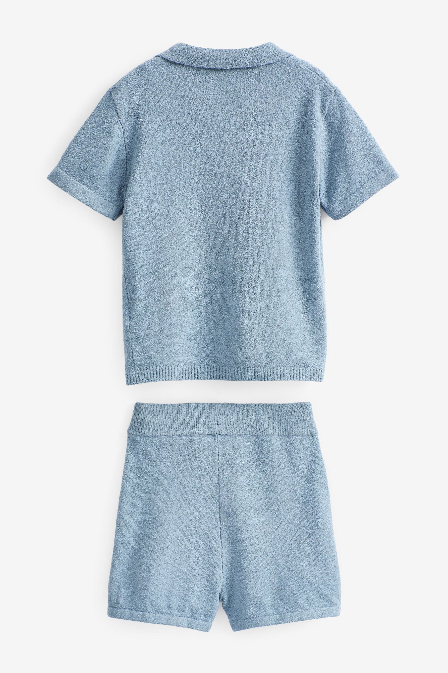 Blue Knitted Bouclé T-Shirt And Shorts Set (3mths-7yrs)