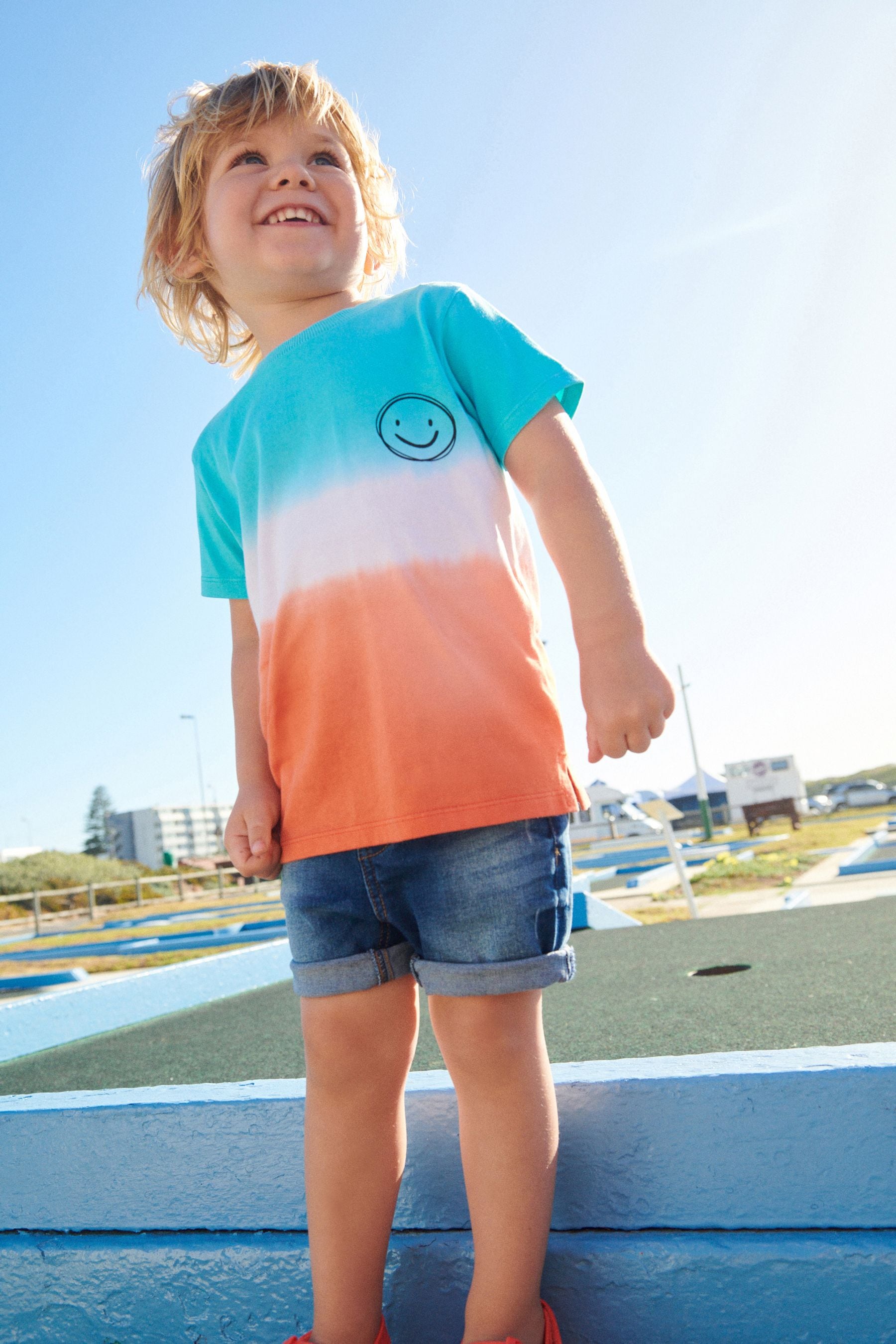 Blue/Orange Short Sleeve Tie Dye T-Shirt (3mths-7yrs)