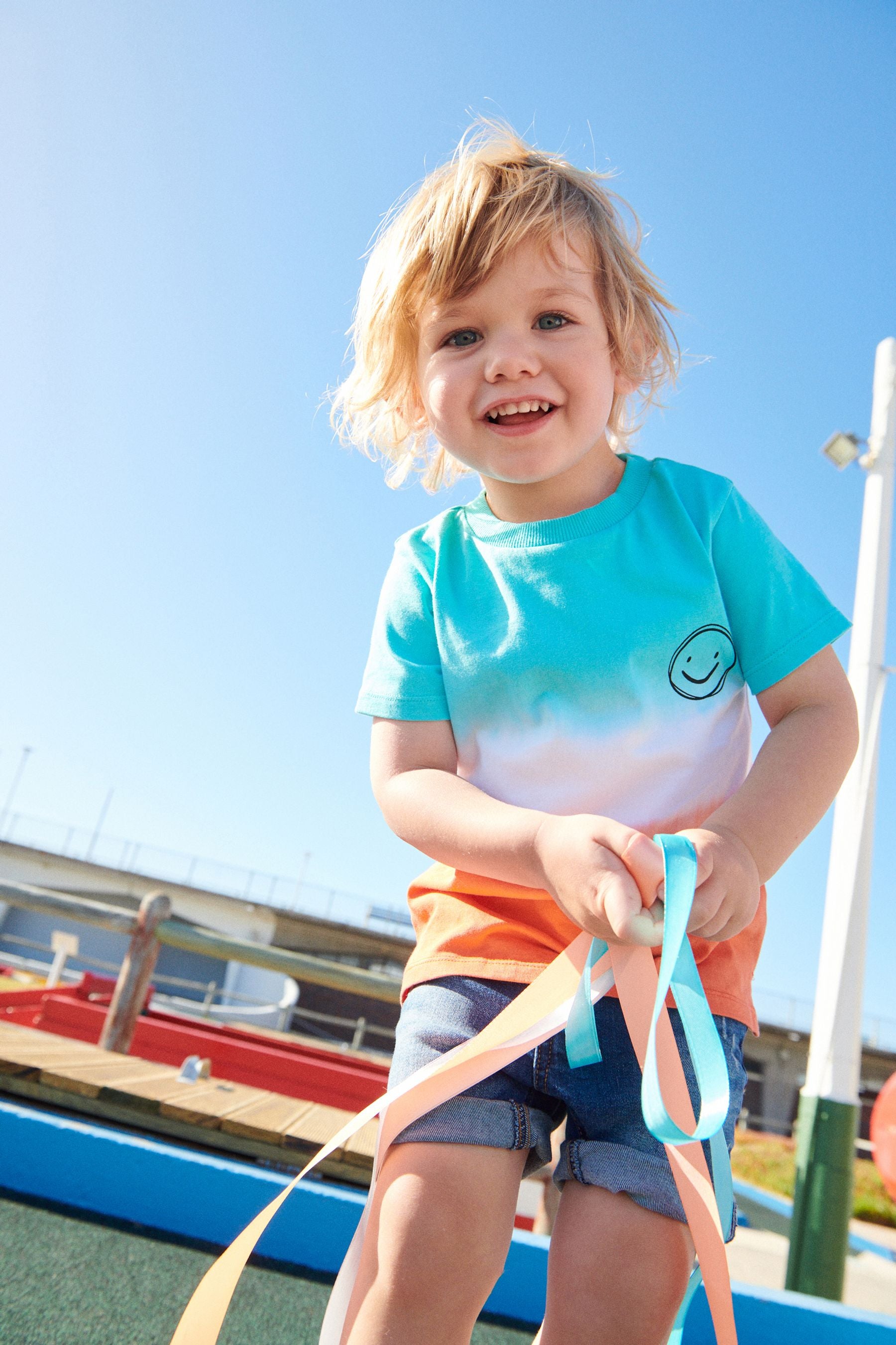 Blue/Orange Short Sleeve Tie Dye T-Shirt (3mths-7yrs)