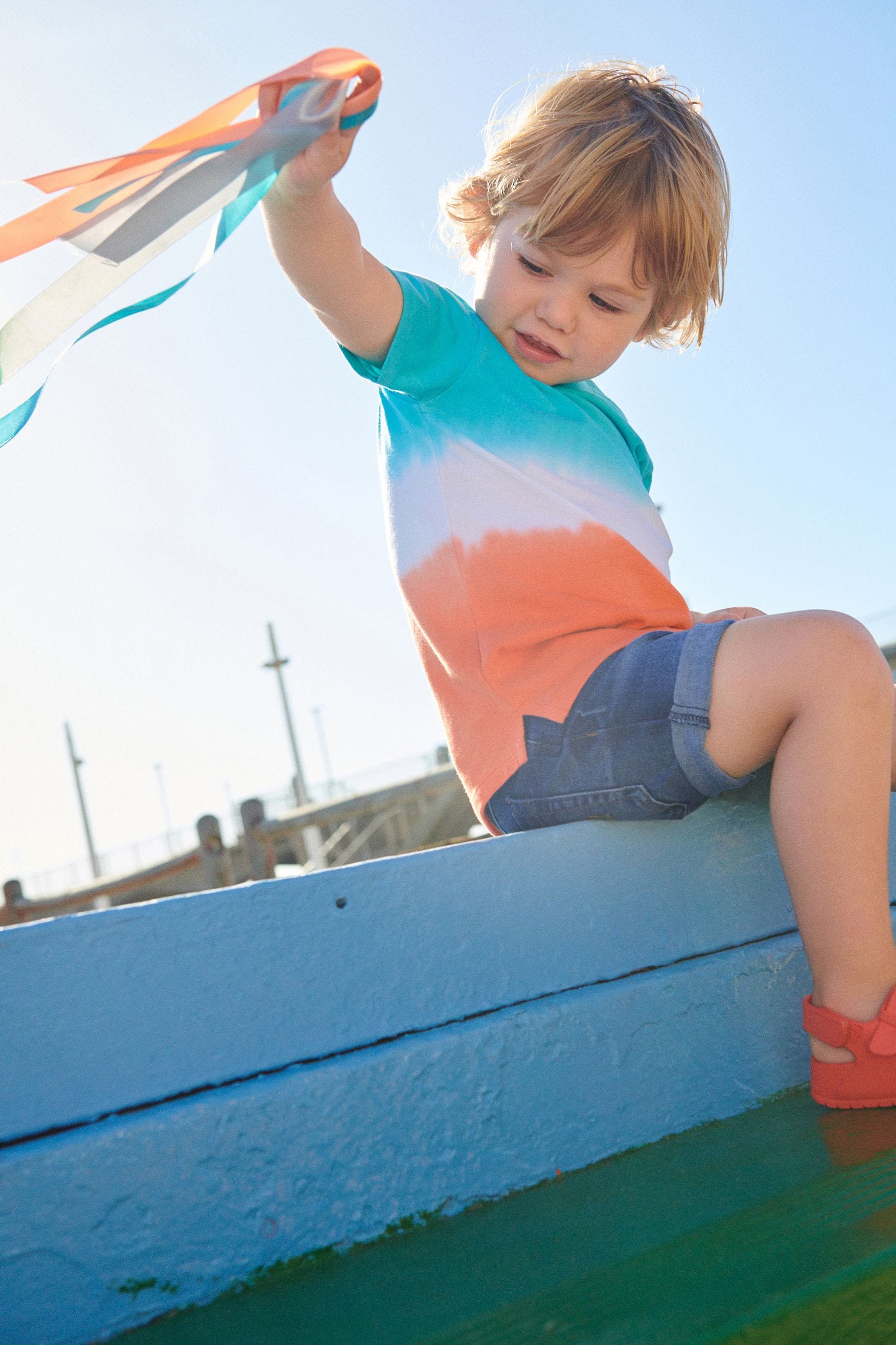 Blue/Orange Short Sleeve Tie Dye T-Shirt (3mths-7yrs)