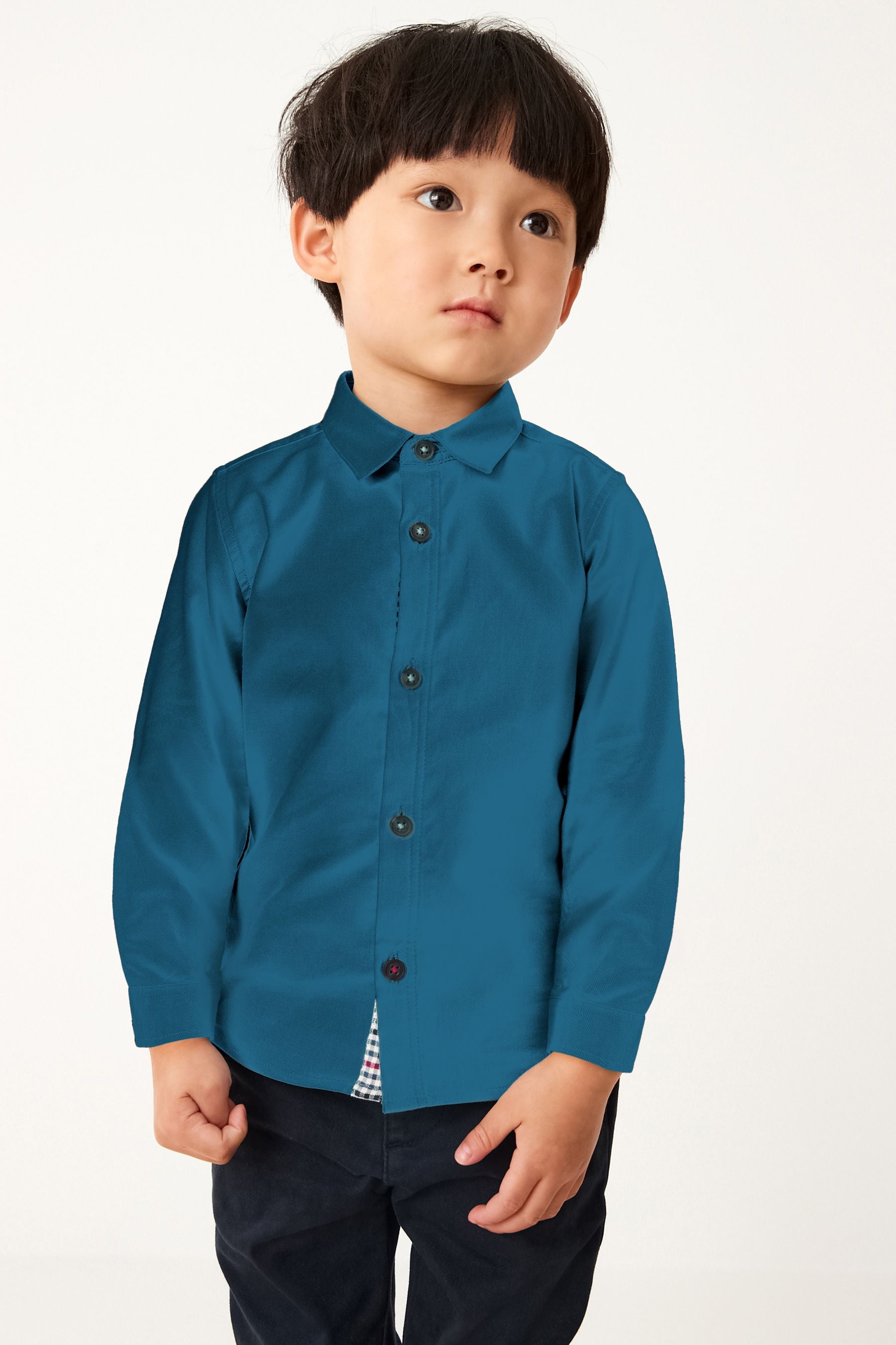 Teal Blue Trimmed Oxford Shirt (3mths-7yrs)