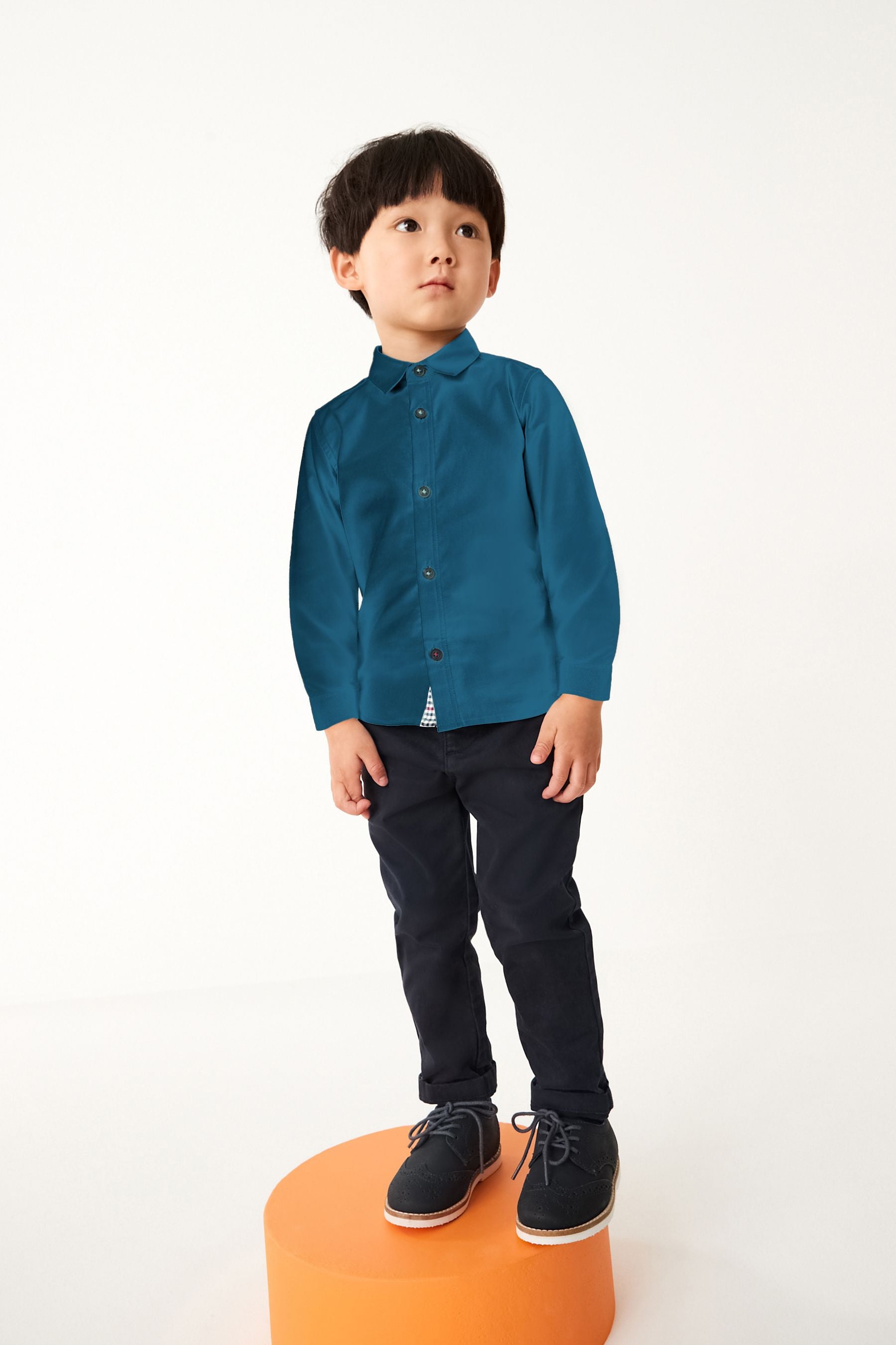 Teal Blue Trimmed Oxford Shirt (3mths-7yrs)