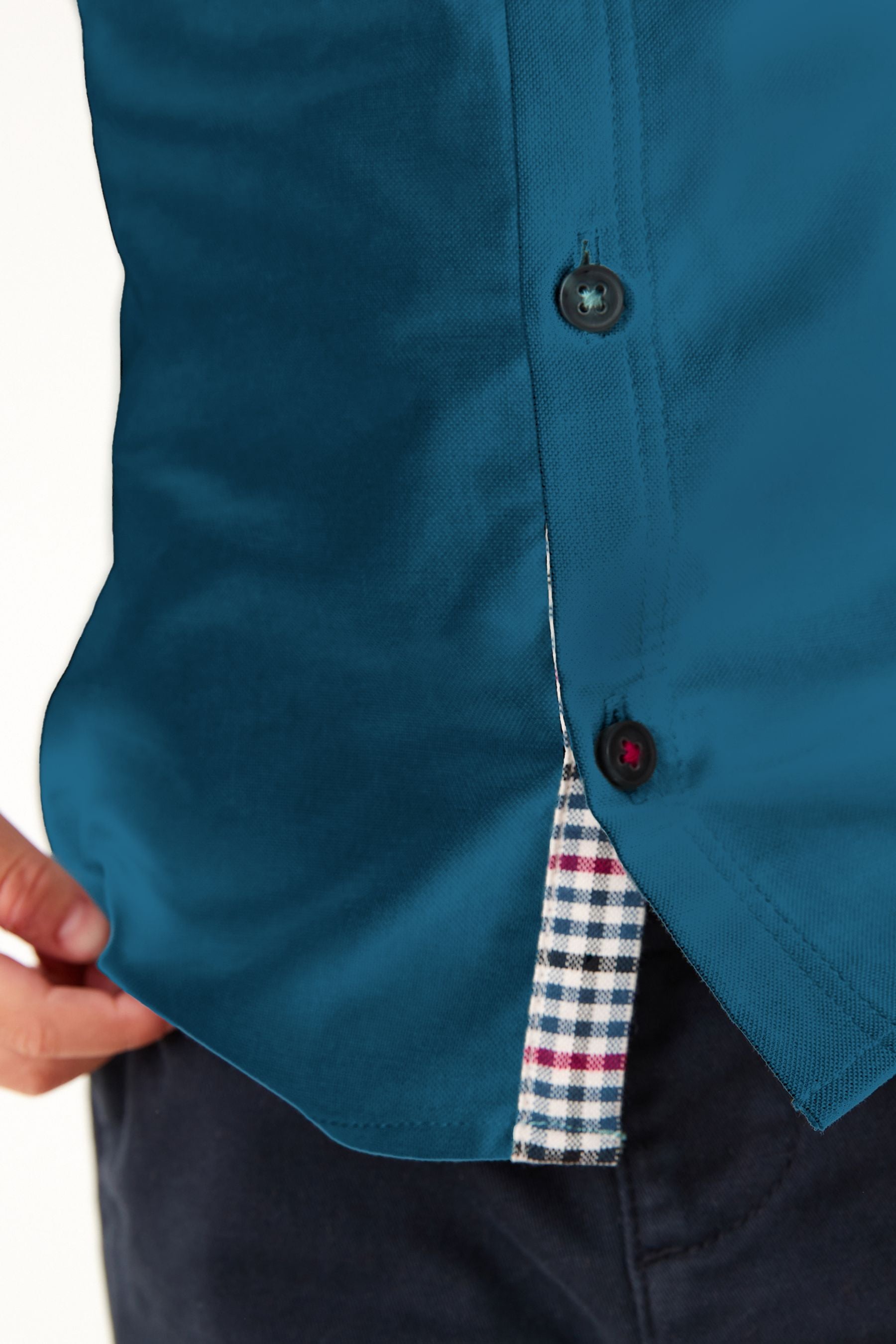 Teal Blue Trimmed Oxford Shirt (3mths-7yrs)