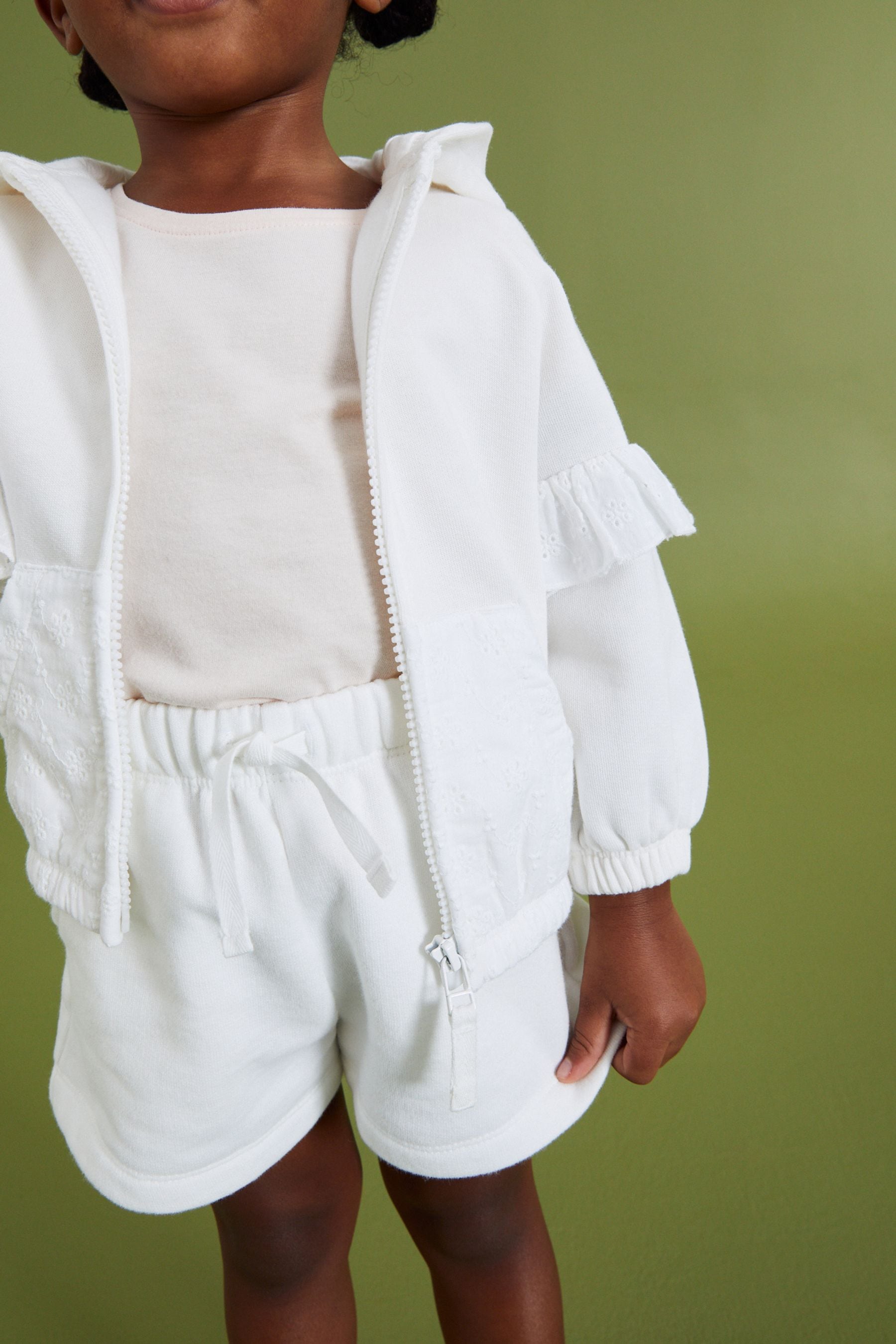 White Broderie Sweat Shorts (3mths-7yrs)