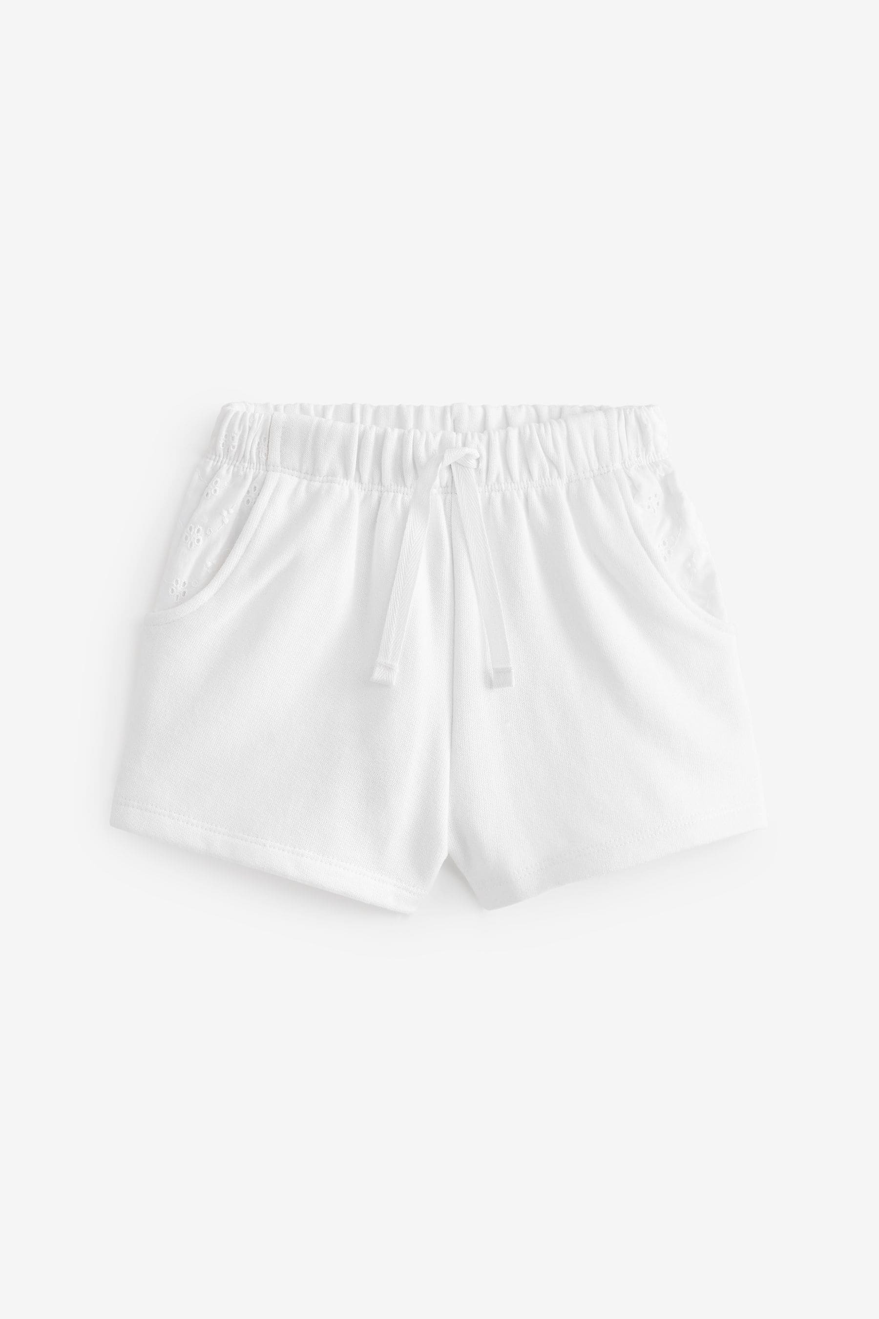 White Broderie Sweat Shorts (3mths-7yrs)