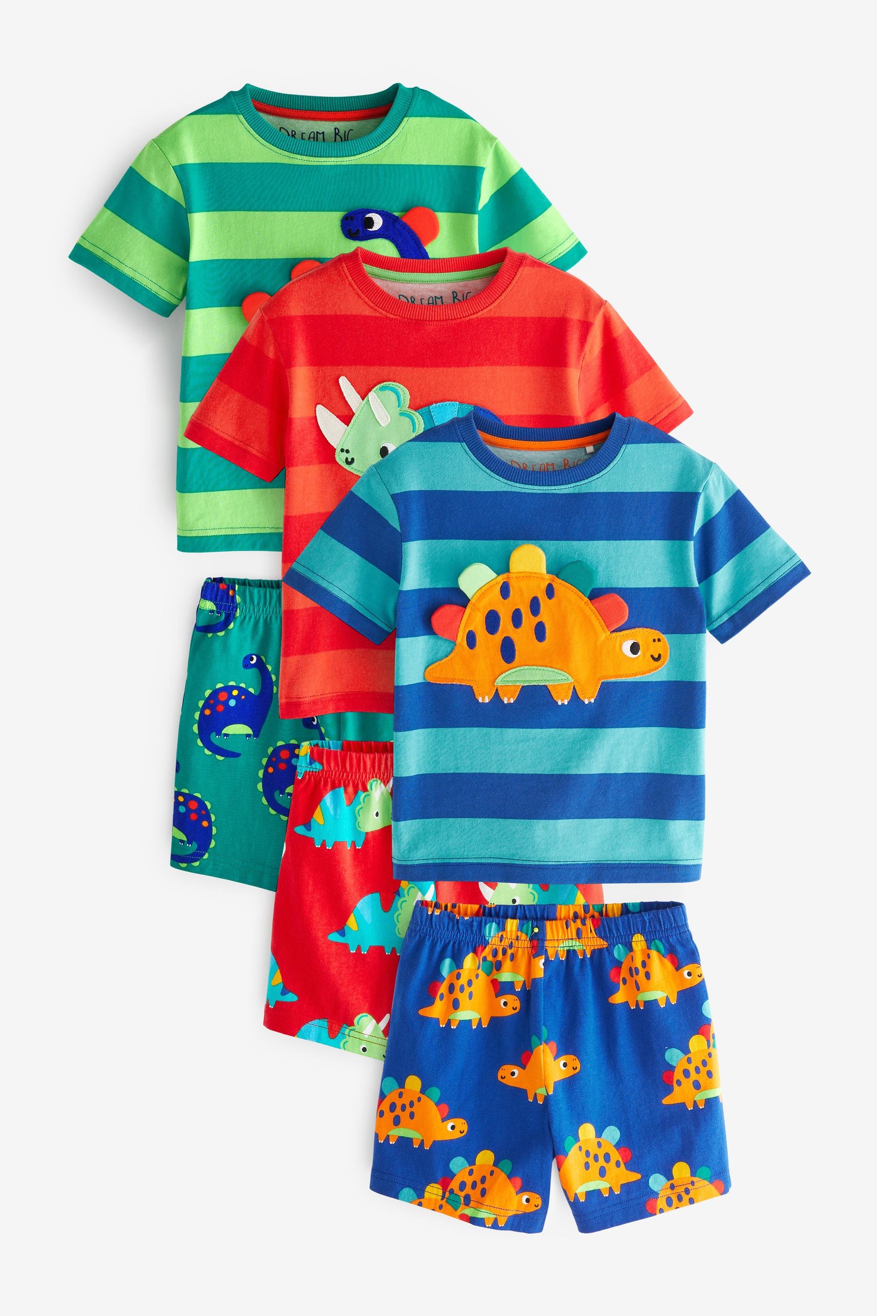 Bright Dinosaur 3 Pack Short Pyjamas (9mths-10yrs)