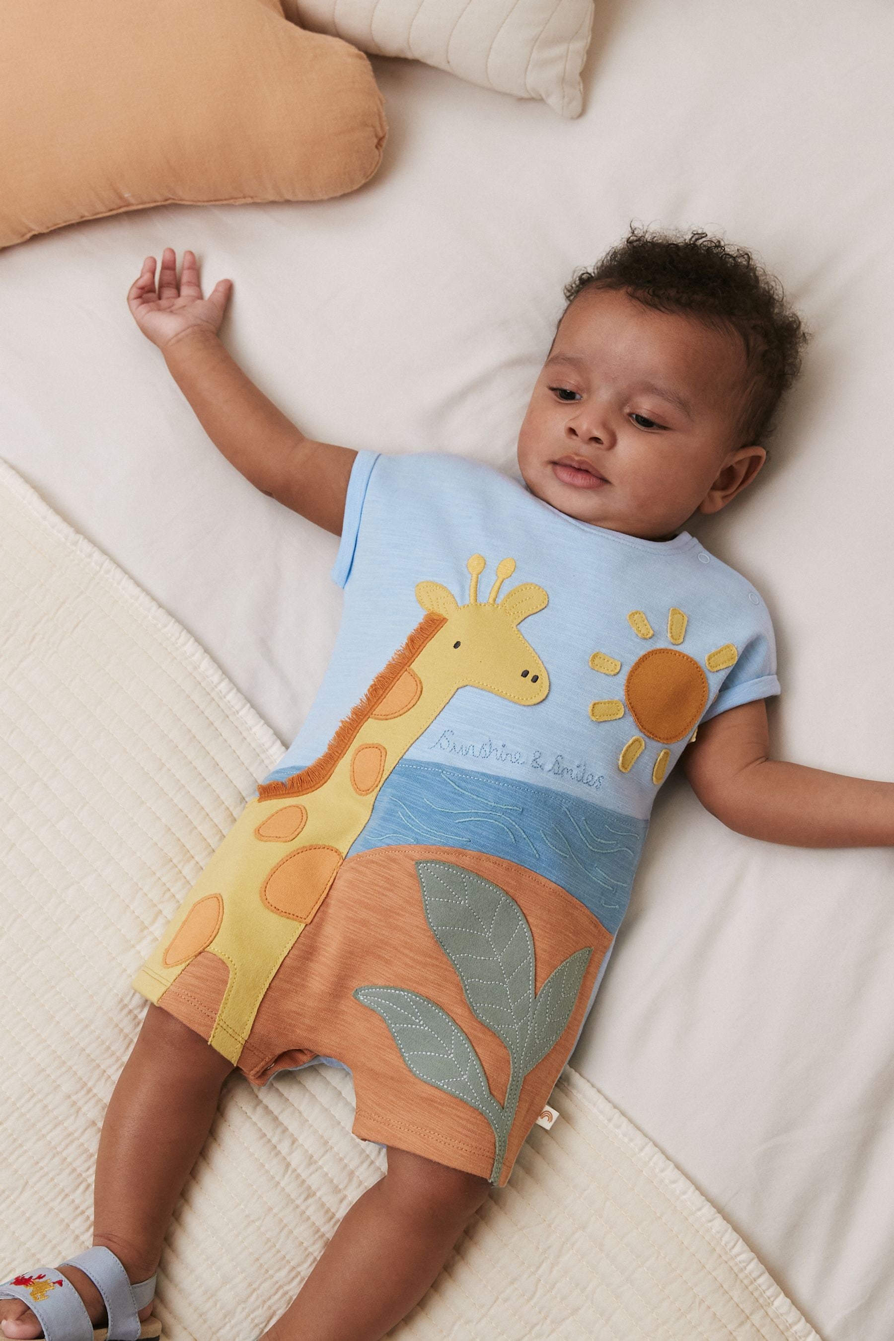 Rust Brown Giraffe Appliqu Jersey Baby Romp