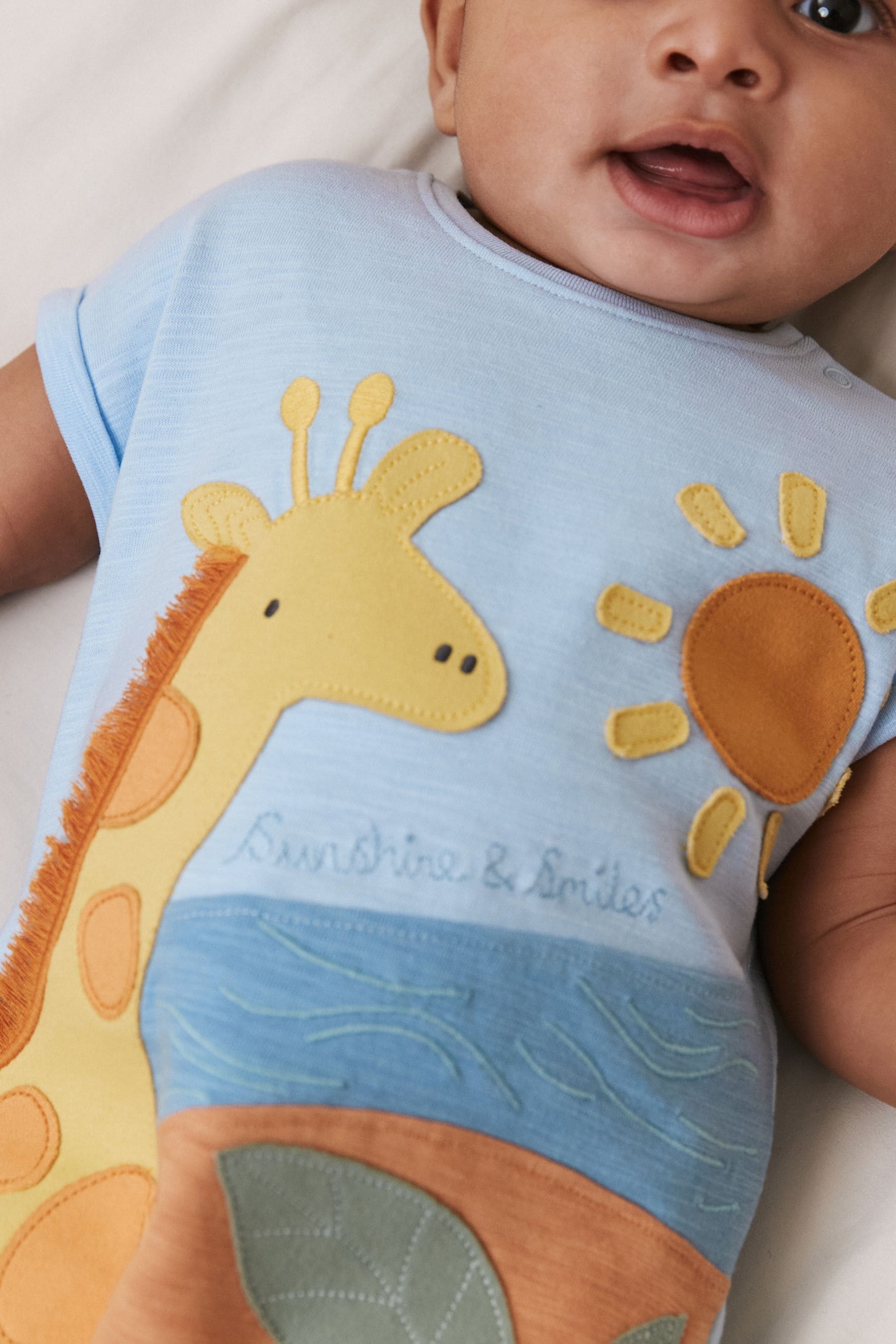 Rust Brown Giraffe Appliqu Jersey Baby Romp