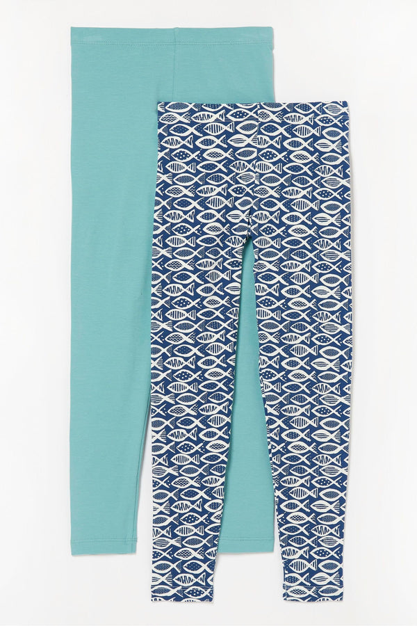 FatFace Blue Fish Print Leggings 2 Pack