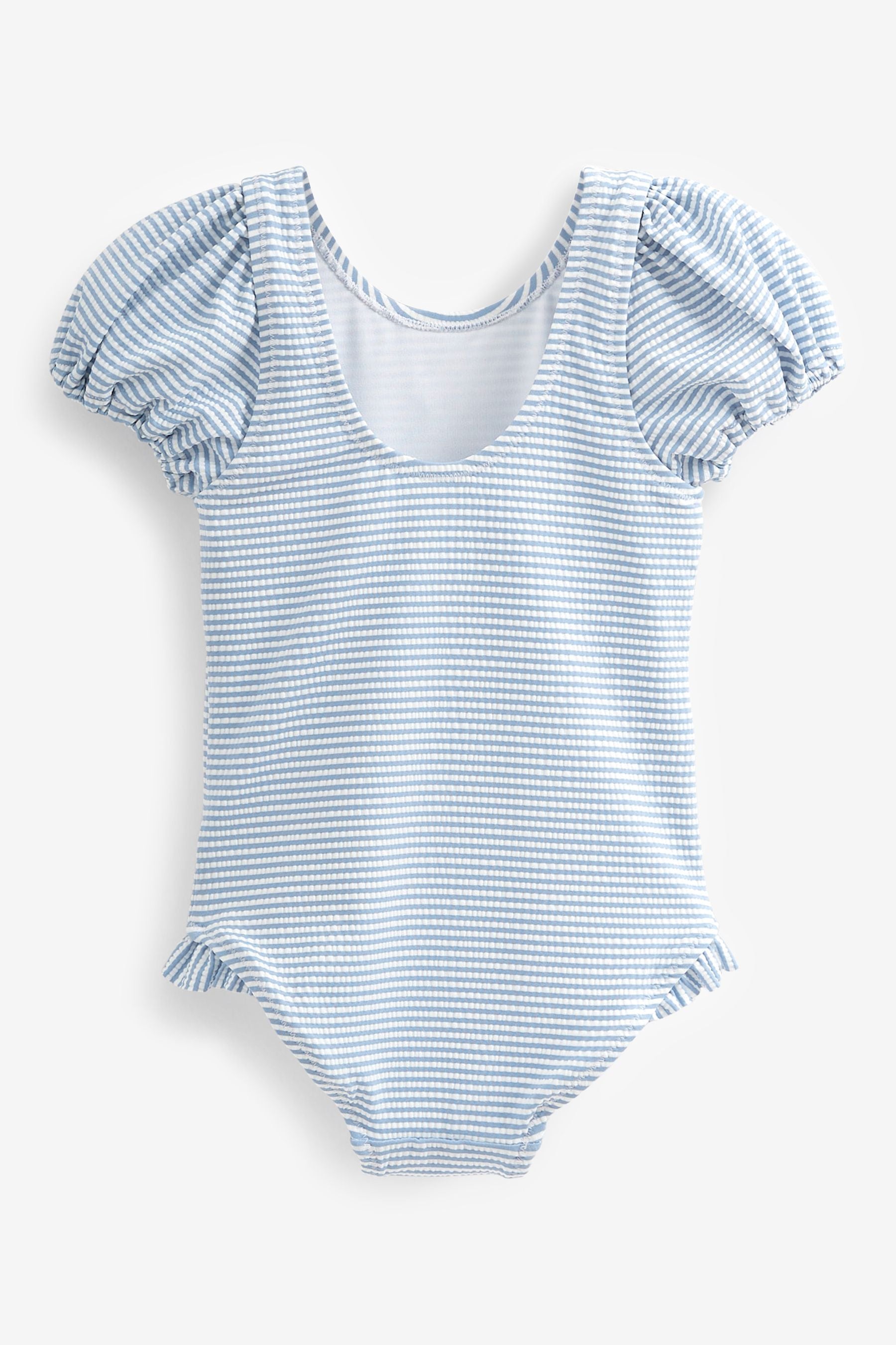 Blue/White Sea Horse Puff Sleeve Swimsuit (3mths-7yrs)