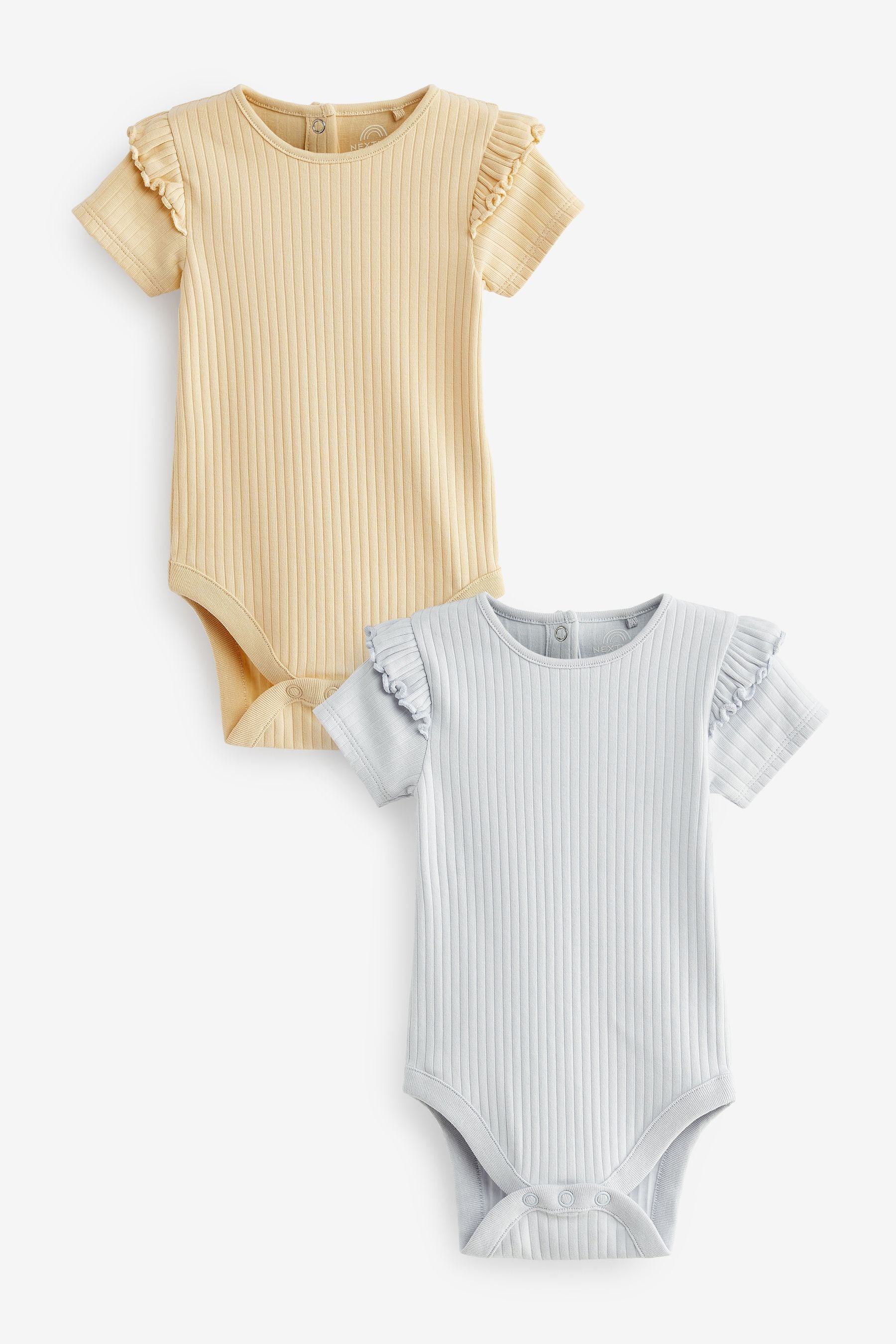 Lemon Yellow/Blue Short Frill Sleeved Bodysuits 2 Pack